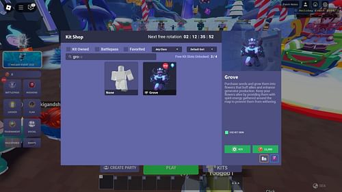 Grove the Gardener in the Kit menu (Image via Roblox)