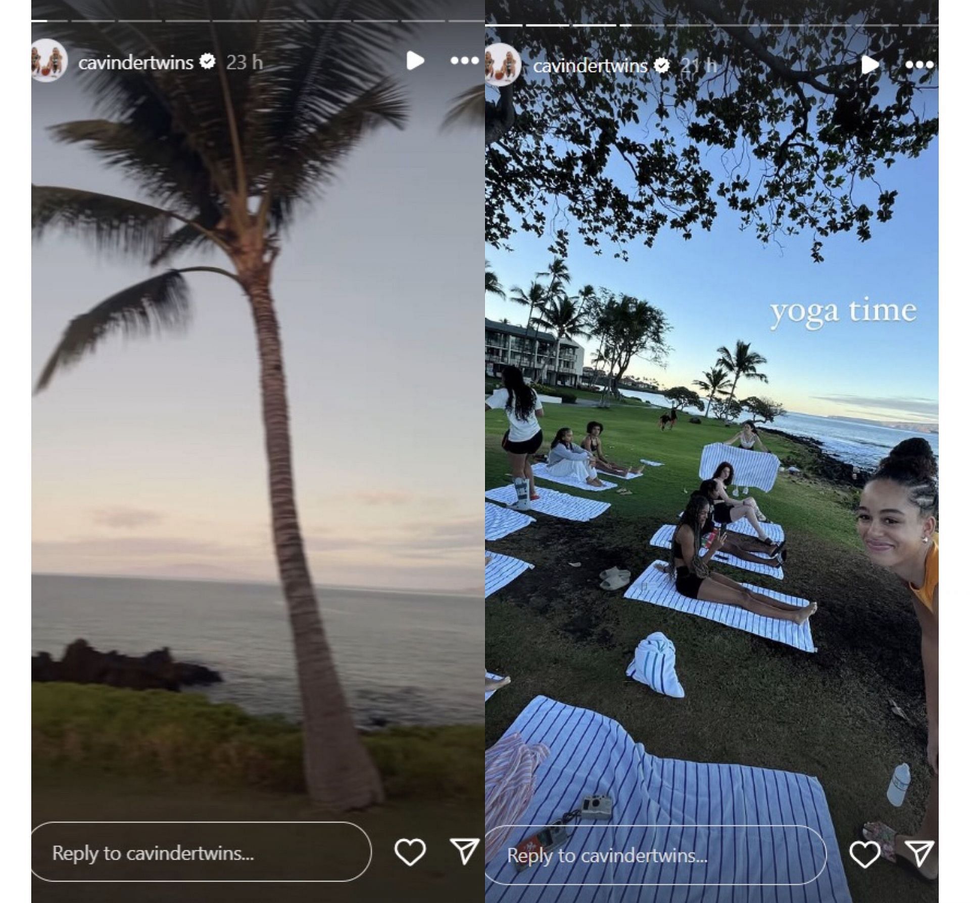 Cavinder twins post photos of a great time ahead of the Miami vs. Nevada matchup in Hawaii. IG image via @cavindertwins