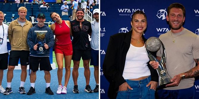 WATCH: Aryna Sabalenka aims her shots directly at her "very trustworthy" team during practice in Dubai, boyfriend Georgios responds