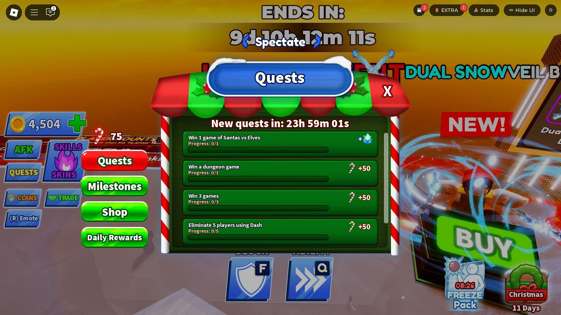 Holiday Event quests (Image via Roblox)