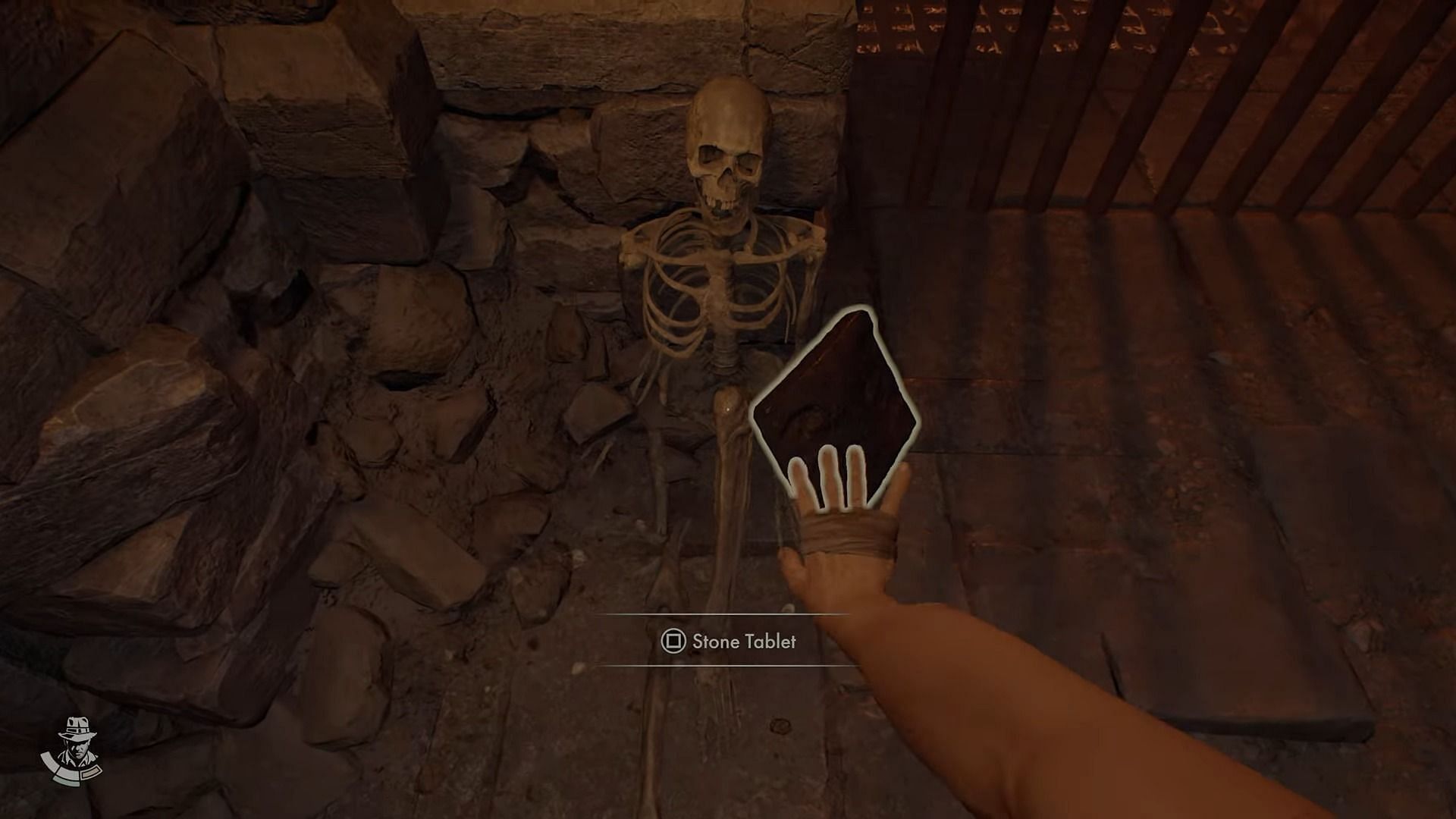 Get the tablet from the Skeleton (Image via Bethesda)