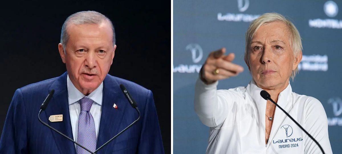 Recep Tayyip Erdogan (L) and Martina Navratilova (R) [Image source: Getty]