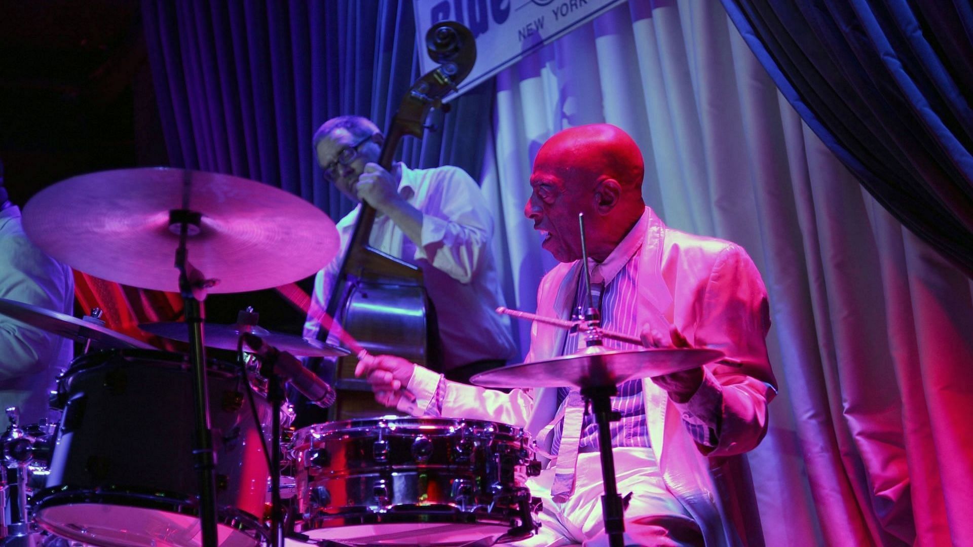 American jazz musician Roy Haynes plays drums on stage at the Blue Note nightclub, New York, New York, June 27, 2013. (Image via Getty/Anthony Barboza)