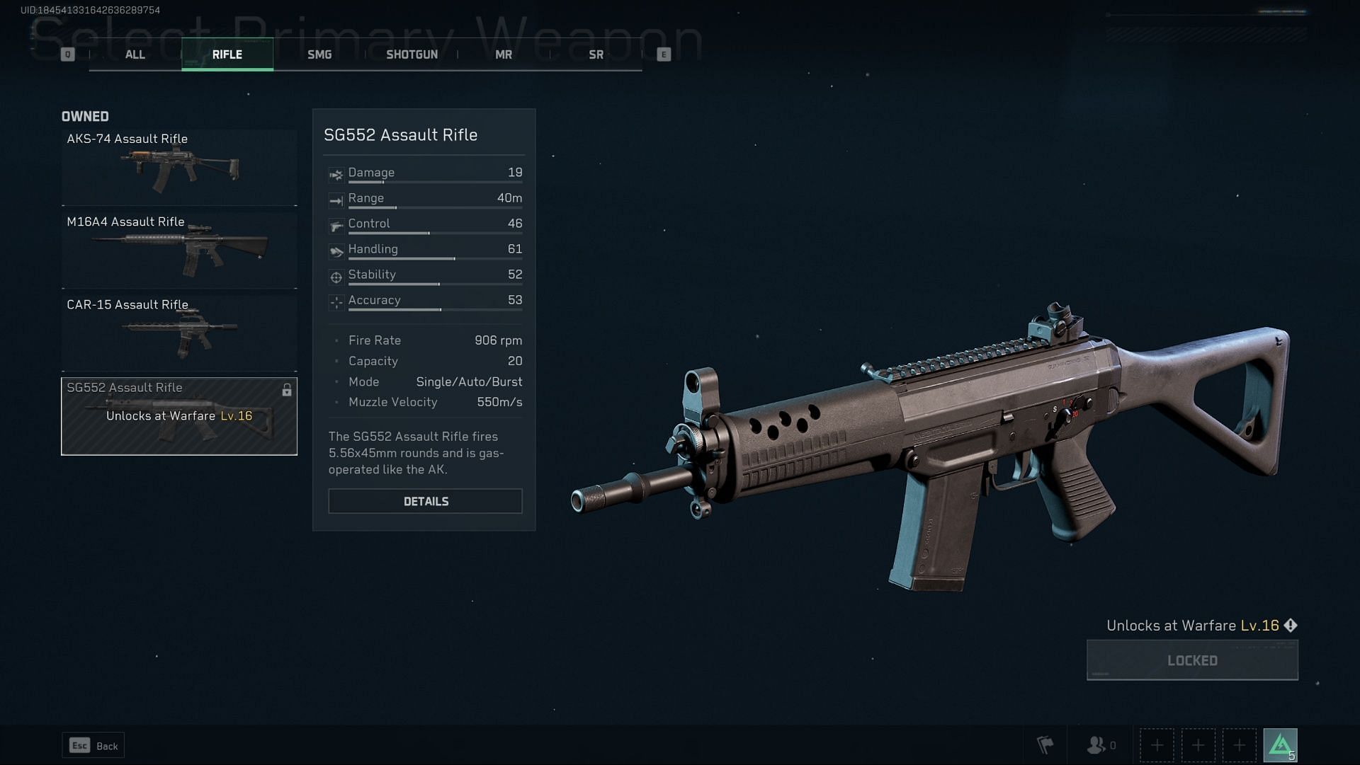 SG552 assault rifle in Delta Force (Image via TiMi Studio Group)