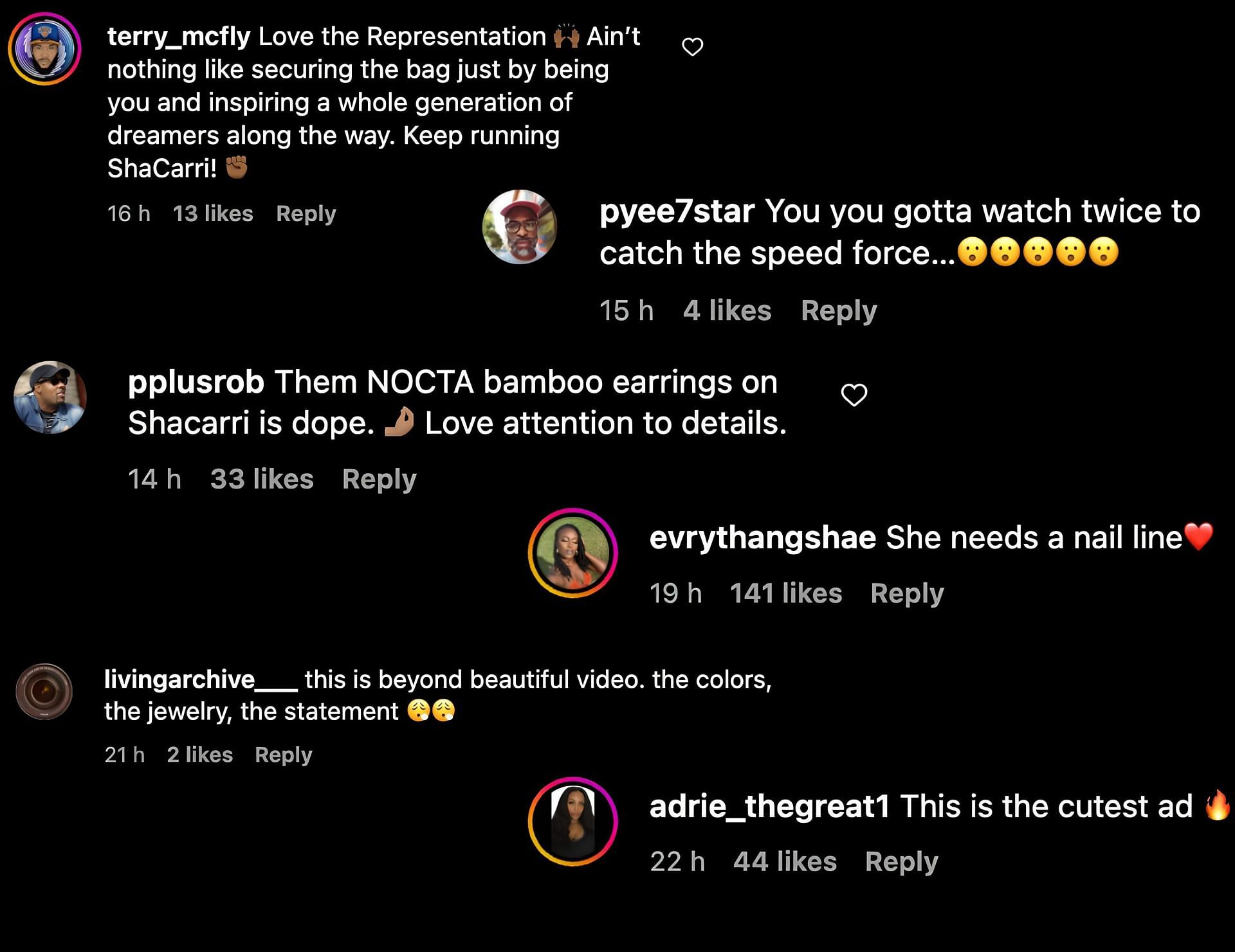 Screenshots of the Instagram comments/ Source: Instagram/ @itsshacarri