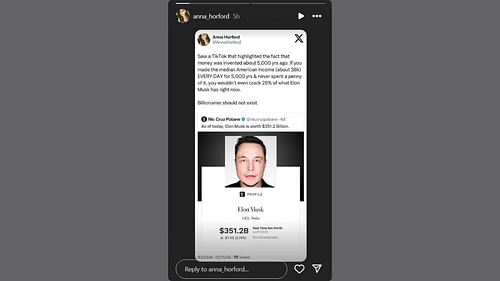 Anna Horford raises concern about Elon Musk. (Credits: @anna_horford/Instagram)