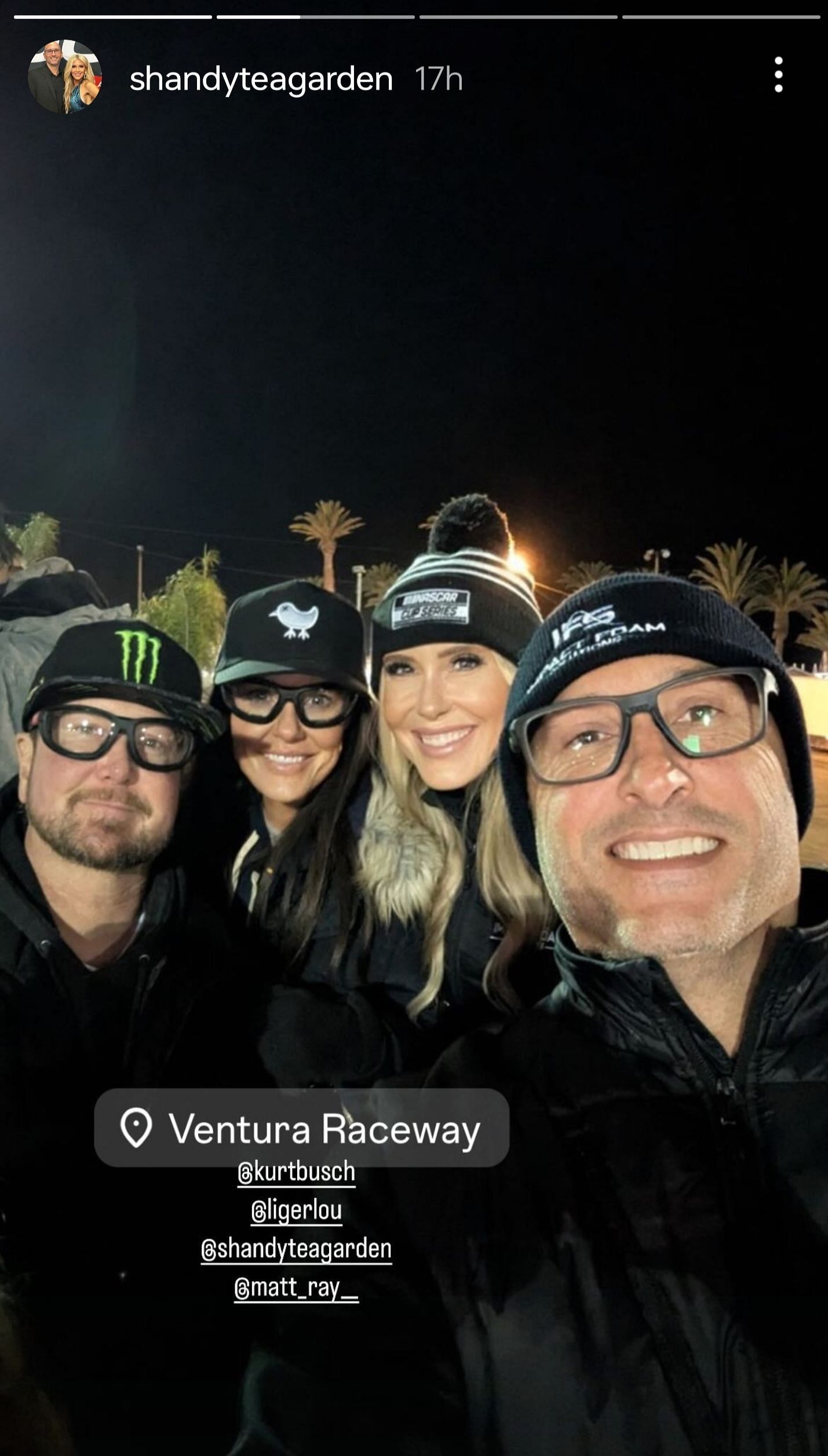 In Picture: Kurt Busch, Lyda Moore, Shandy Ray and Matt Ray (from Left). Credit: Shandy Ray&#039;s Instagram story.