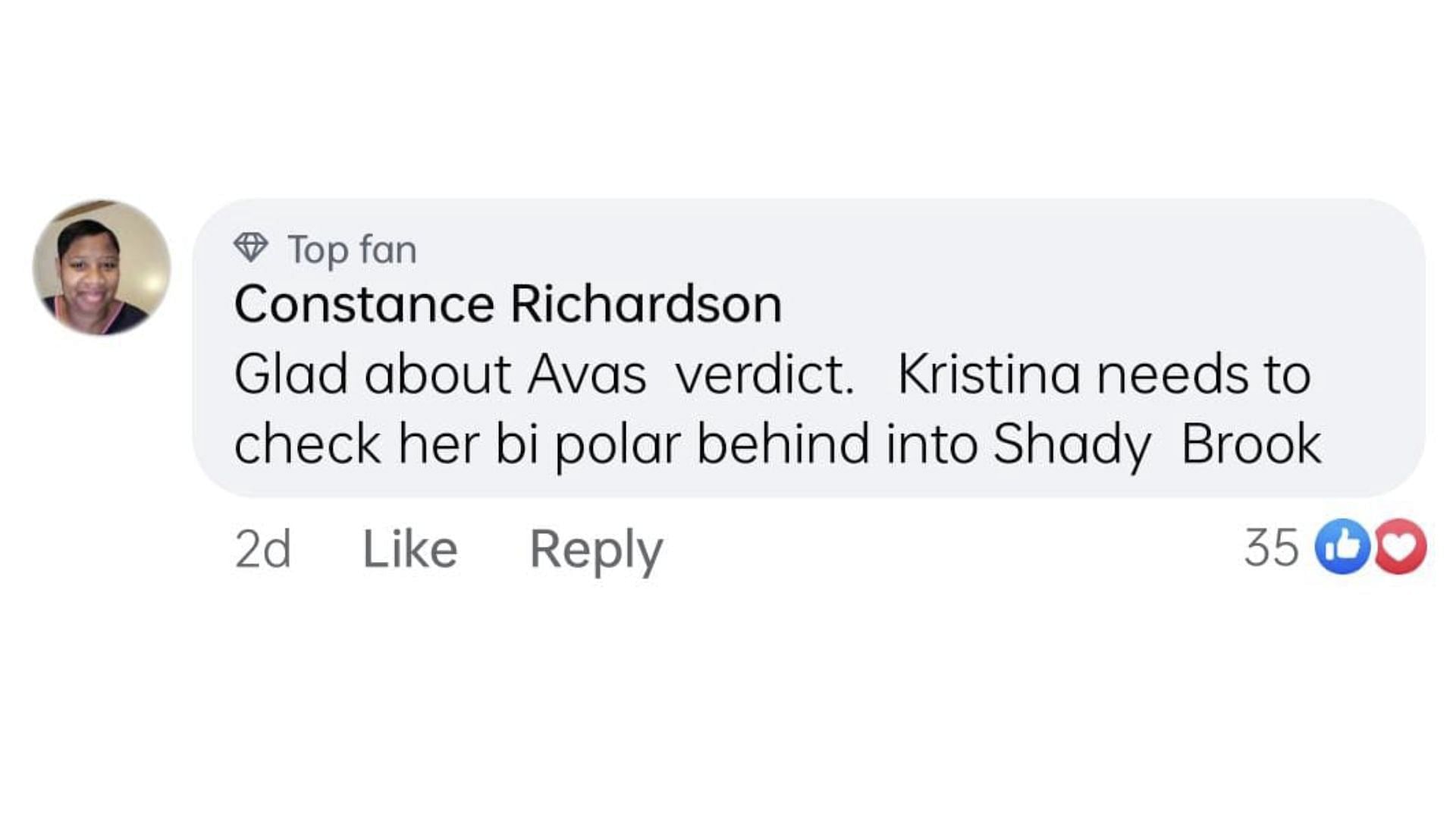 Screenshot of comment (Image via Facebook/General Hospital)