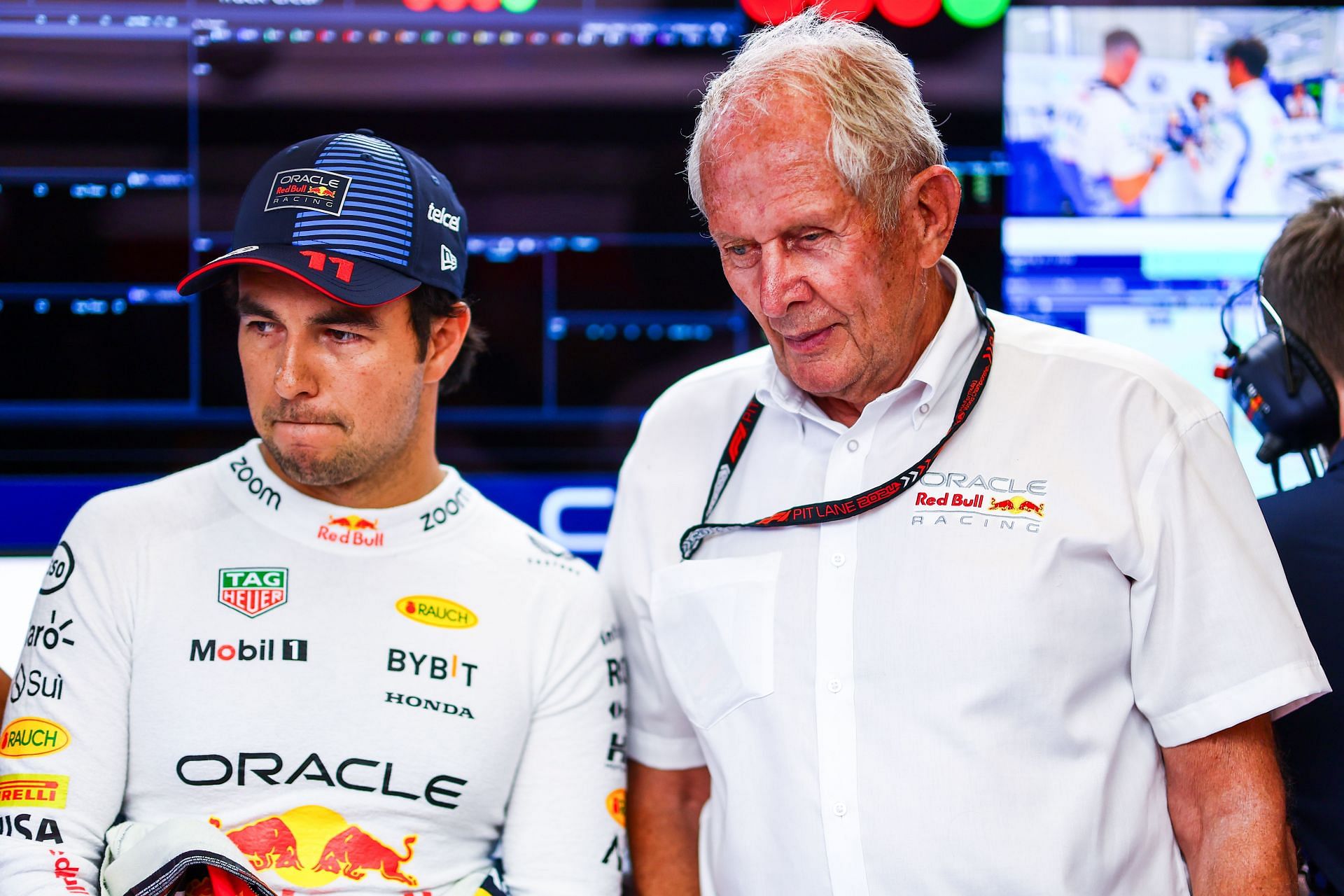 Sergio Perez and Helmut Marko (Image Source: Getty)