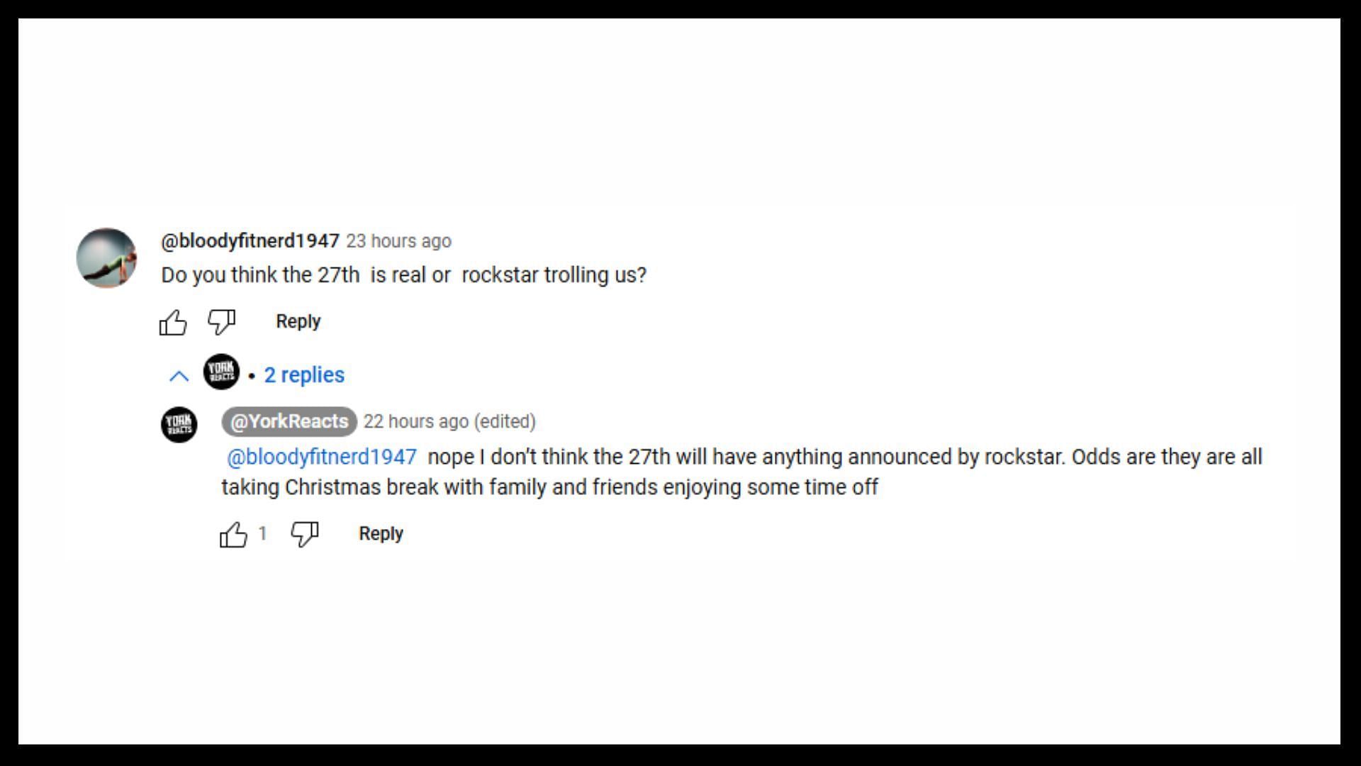 Ex-Rockstar dev doesn&#039;t think there will be any GTA 6 news on December 27 (Image via YouTube/York Reacts)