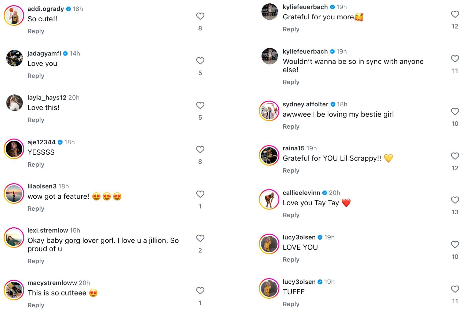 Stremlow&#039;s teammates and followers comment on her IG post - @taylorstremlow