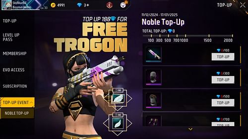 The Noble Top-Up event (Image via Garena)