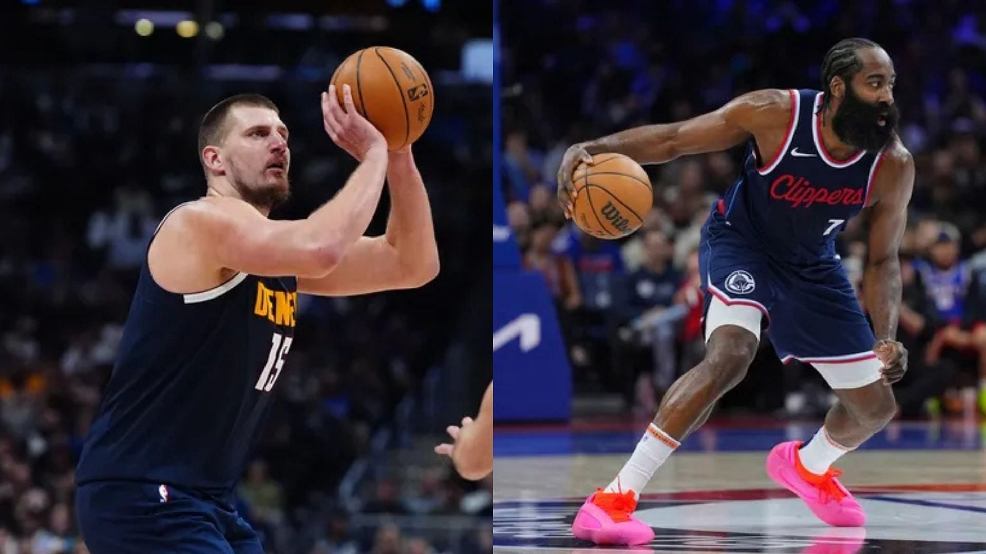 Center Nikola Jokic of the Denver Nuggets, guard James Harden of the LA Clippers. Photo Credits: Imagn