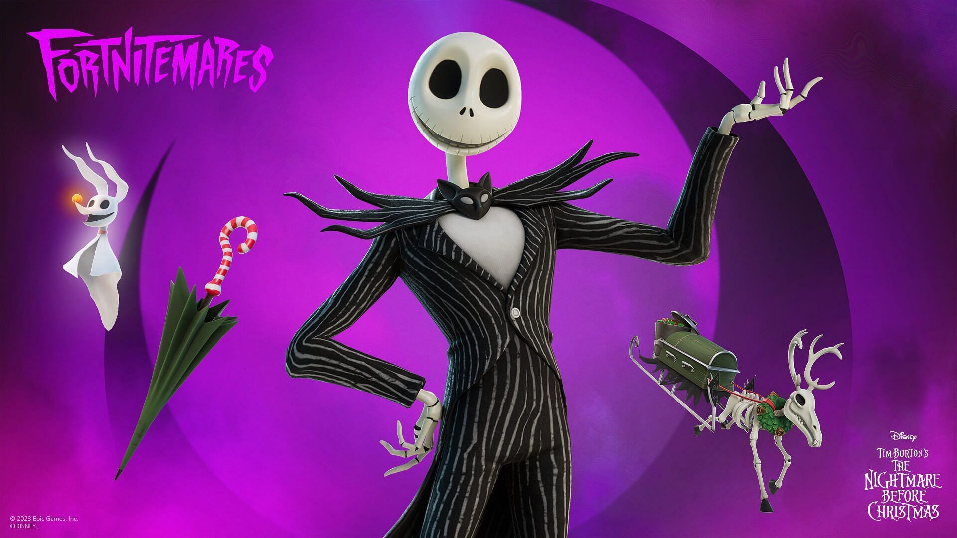 Jack Skellington skin is now in Fortnite (Image via Epic Games)