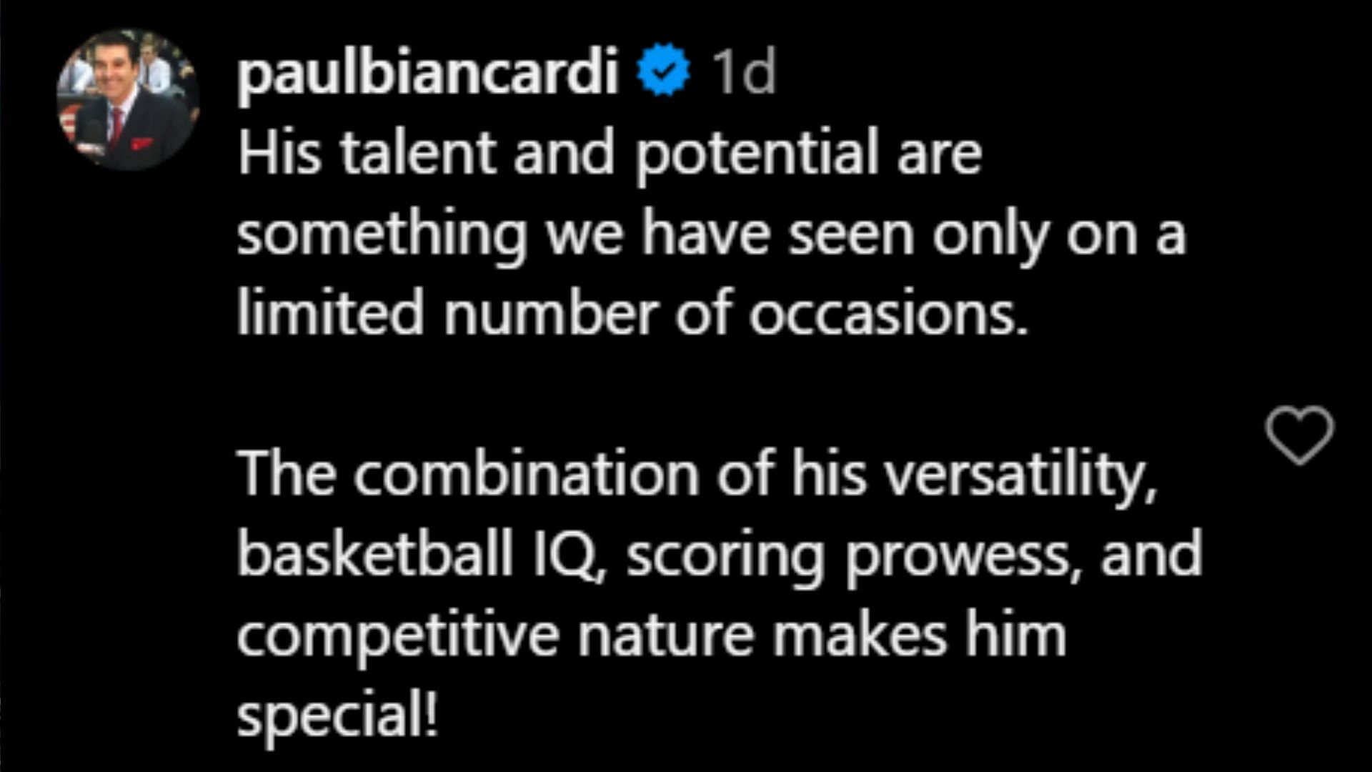 ESPN&#039;s Director of Recruitment Paul Biancardi compliments AJ Dybantsa