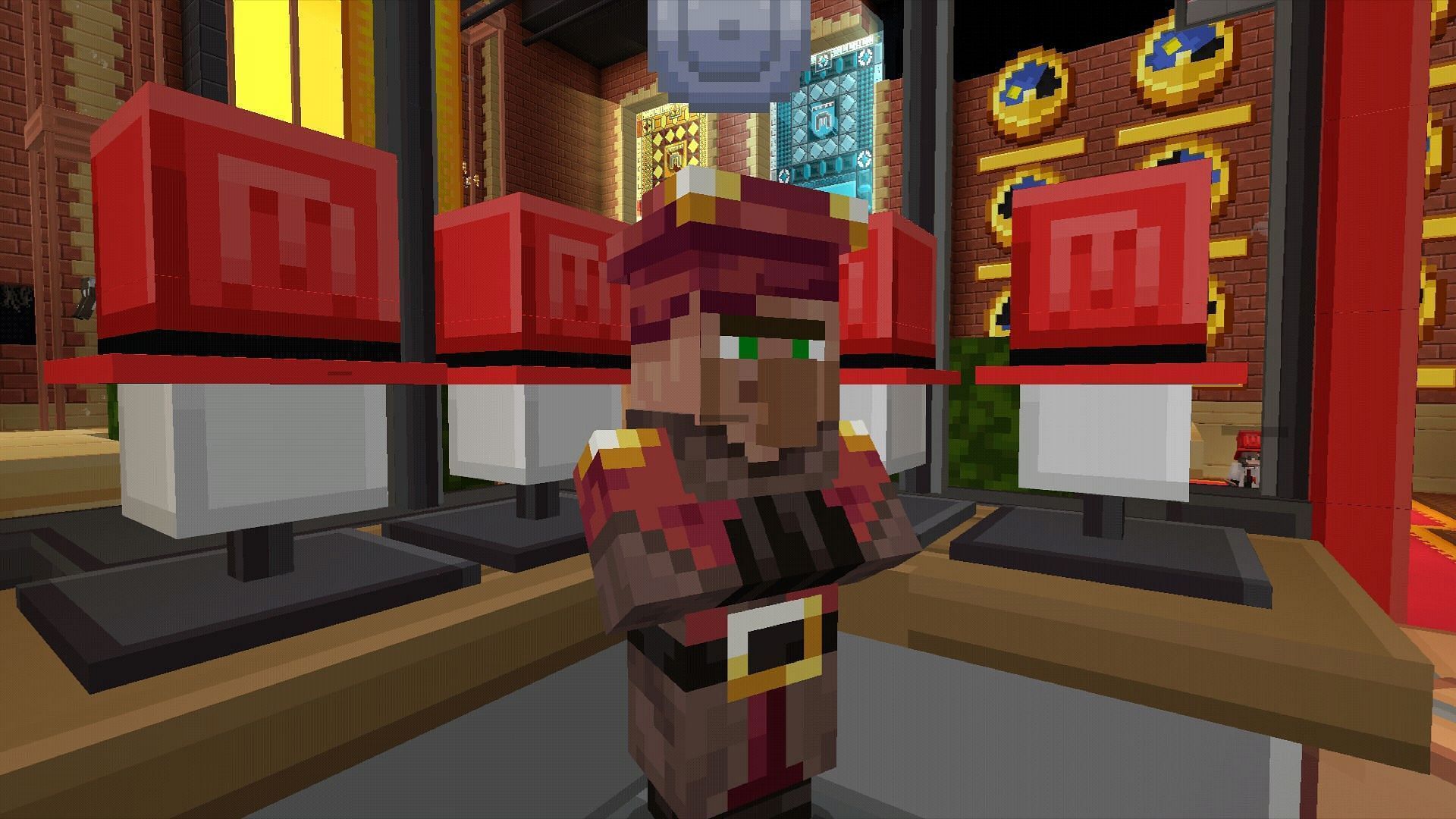 Use the coins to get something from the trader (Image via Mojang Studios)