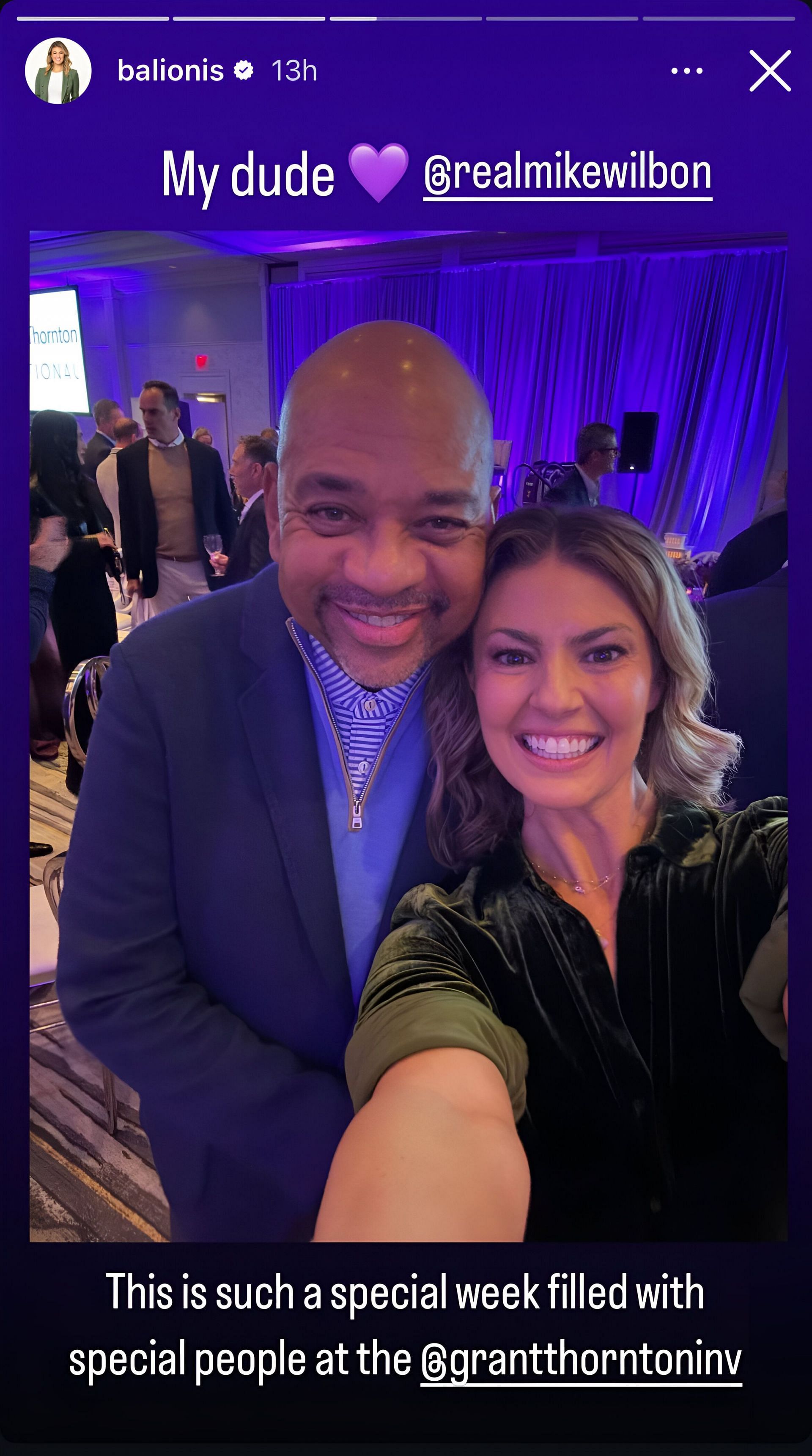 Amanda Balionis shares a picture with NBA analyst Michael Wilbon. Source: @balionis on Instagram