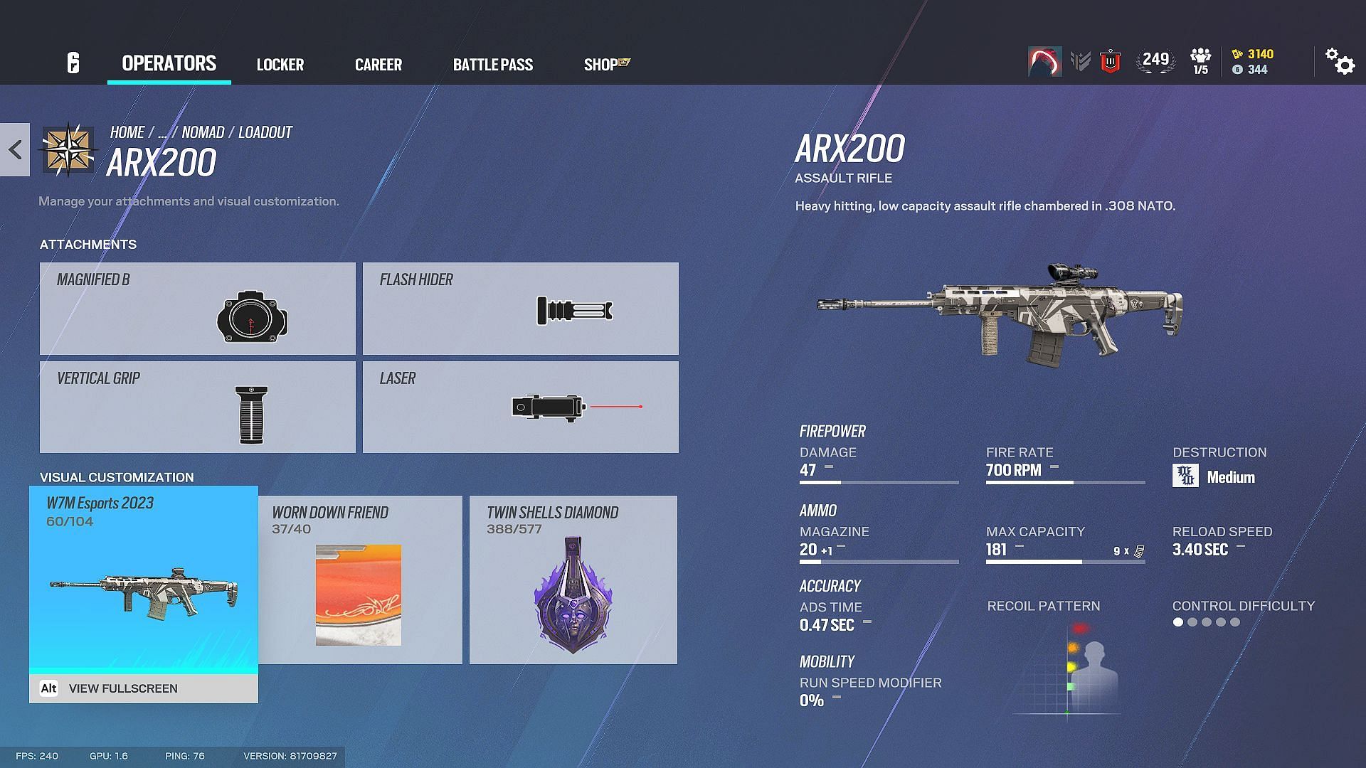 The primary weapon in Nomad loadout in Rainbow Six Siege (Image via Ubisoft)