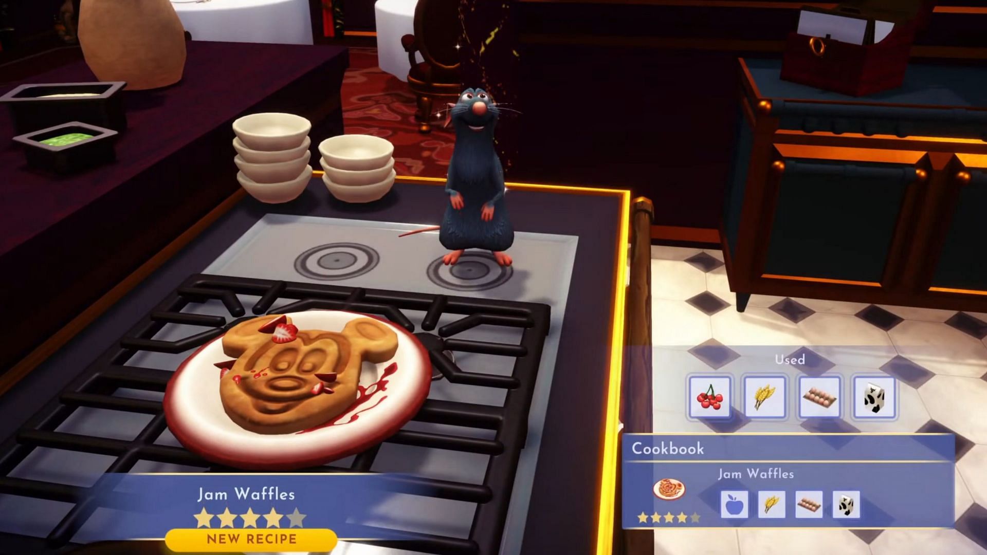 Jam Waffles is a four-star recipe in the game (Image via Gameloft)