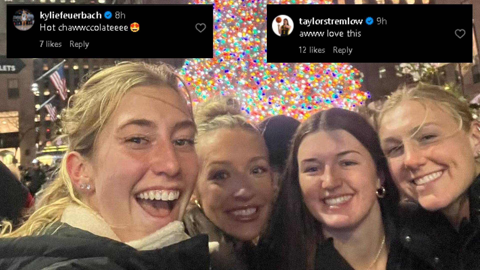 Iowa star Lucy Olsen with teammates Kylie Feuerbach, Taylor Stremlow and Sydney Affolter | Image source: Instagram @lucy3olsen