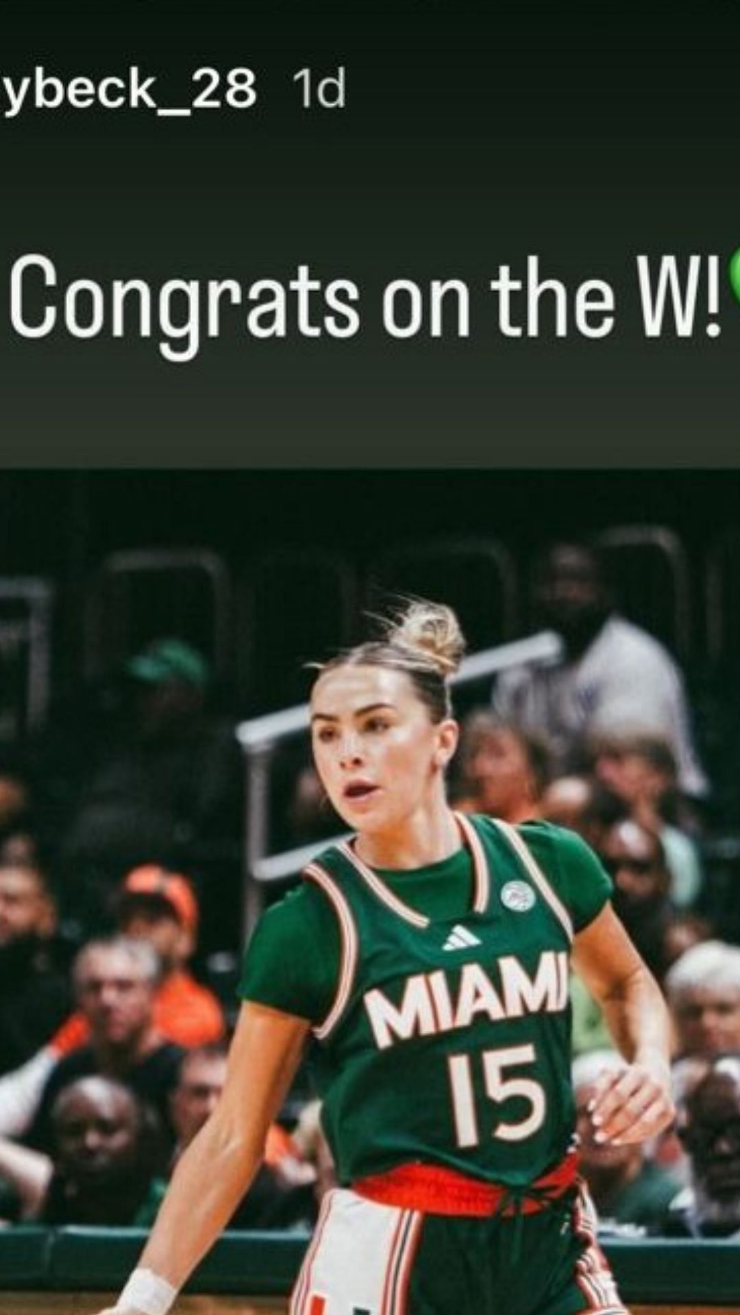 Hanna Cavinder helps Miami beat Quinnipiac 83-74 on Sunday (Image via Instagram/@tracybeck)