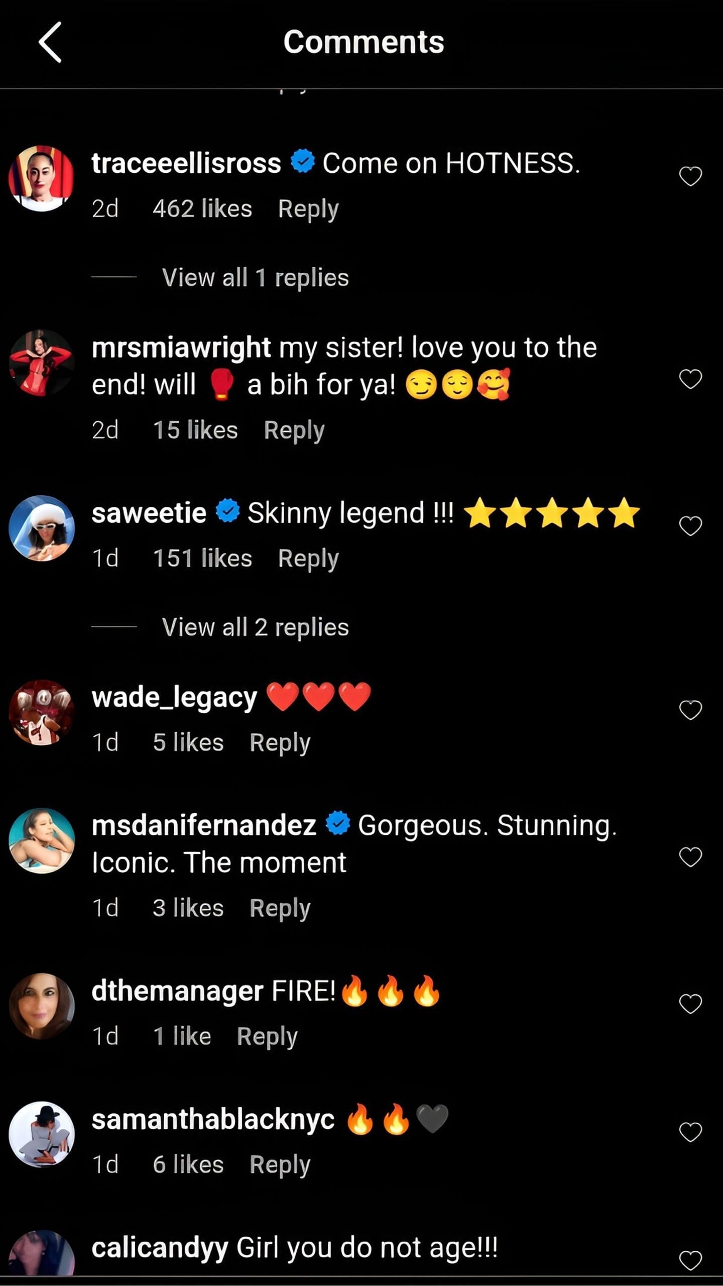 Comments on Gabrielle Union's post [Credit: IG/@gabunion]