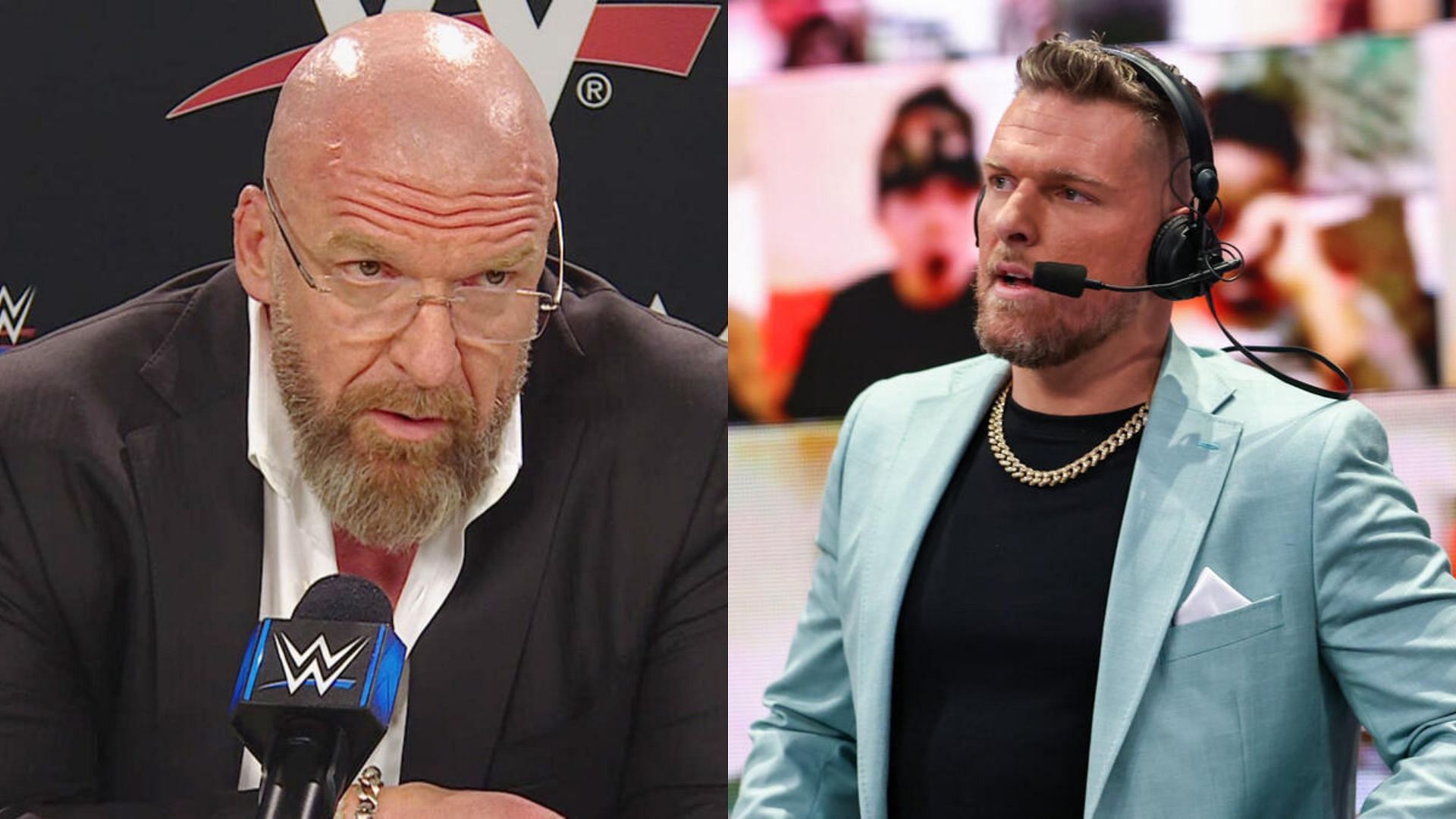 Triple H on the left and Pat McAfee on the right (Image Credits: WWE.com)