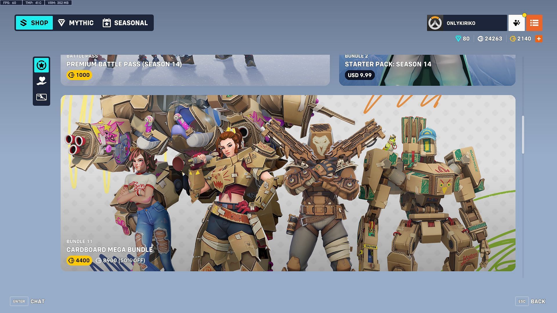 Cardboard bundle in OW2 shop (Image via Blizzard Entertainment)