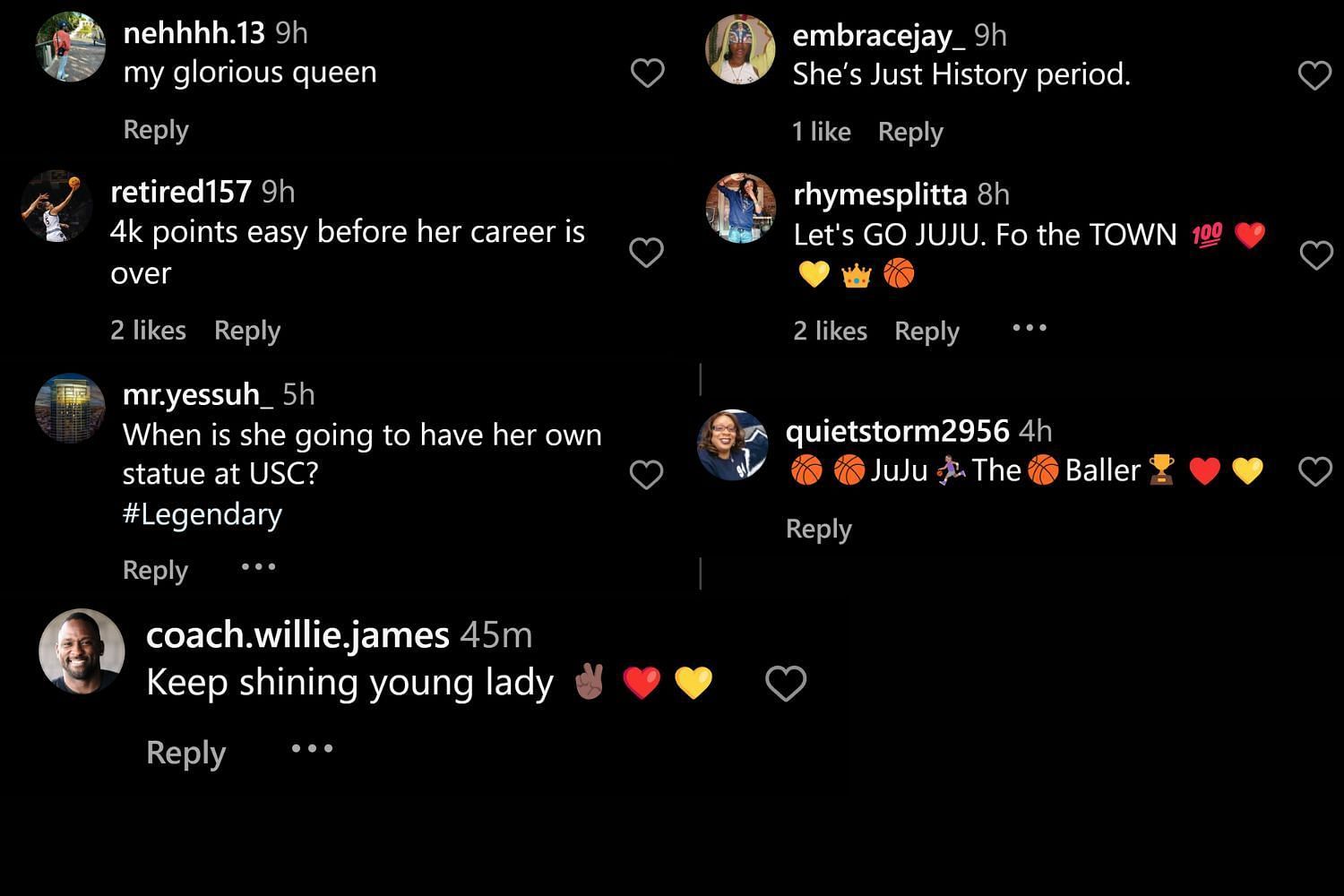 Fans commented on Instagram (@uscwbb/IG)