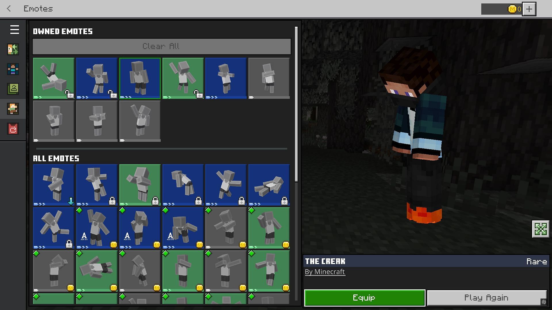 Bedrock Edition has lots of skin customization and even emotes for players to use (Image via Mojang Studios)