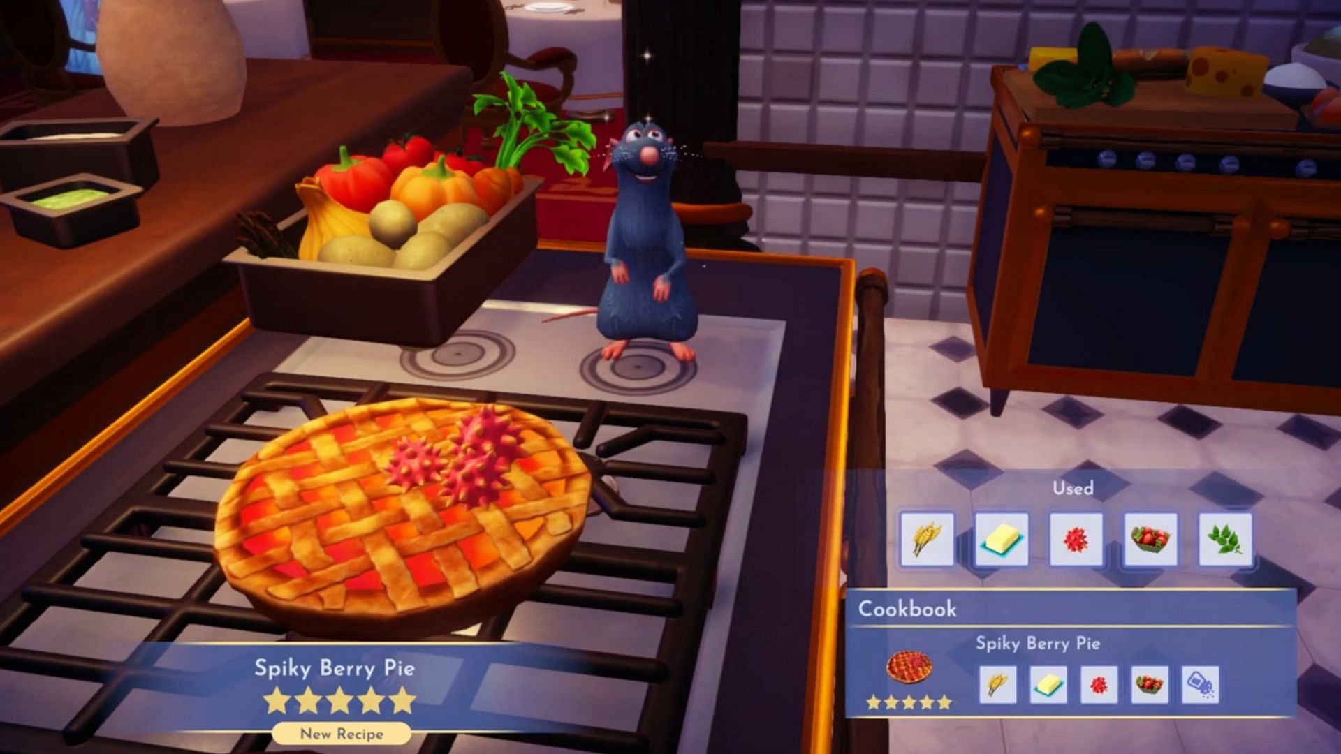 Spiky Berry Pie is a five-star dessert recipe, requiring five ingredients in total (Image via Gameloft)