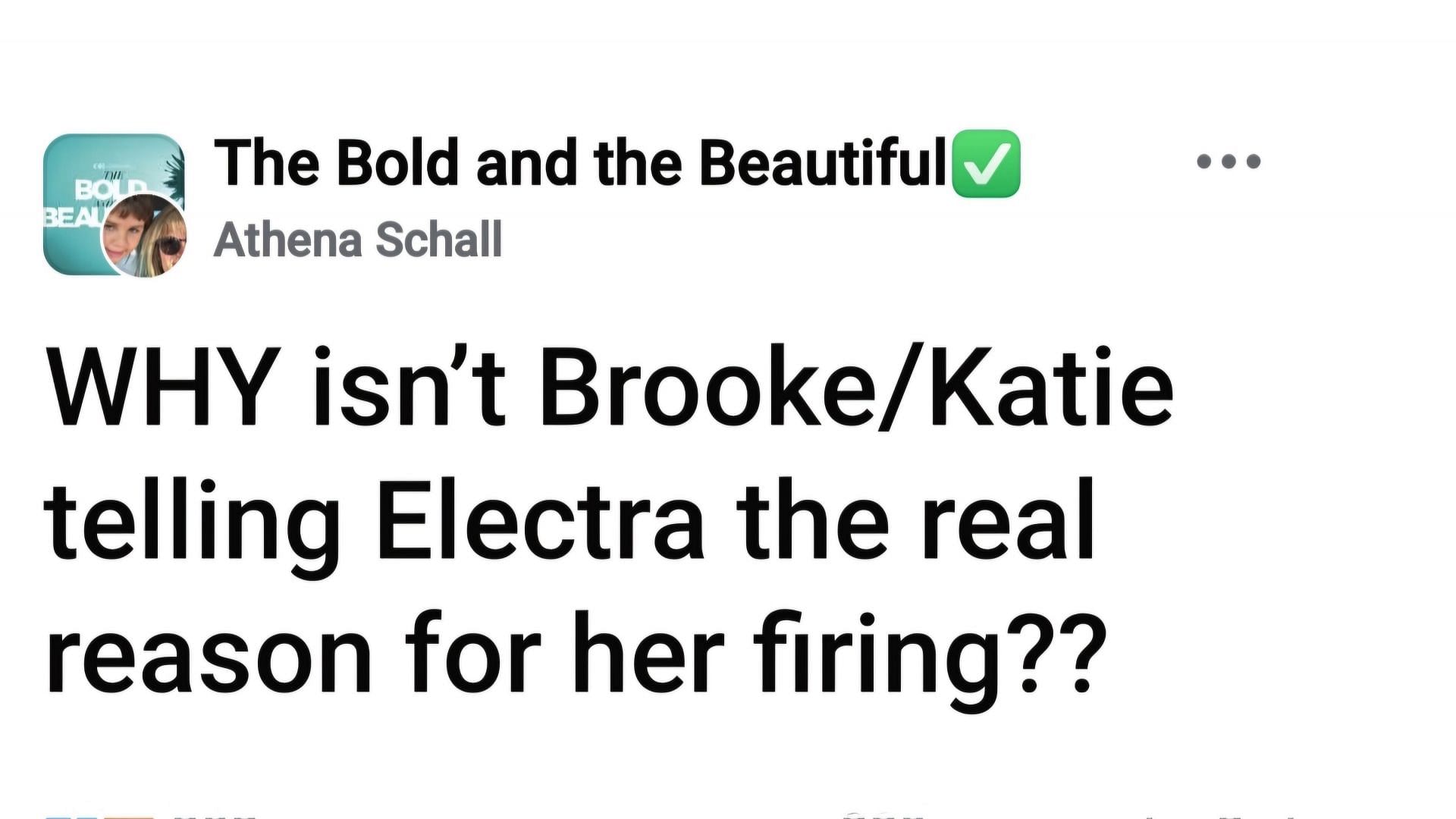 The post speculating on why Katie and Brooke did not reveal the reason for the firing (via Athena Schall / Facebook)