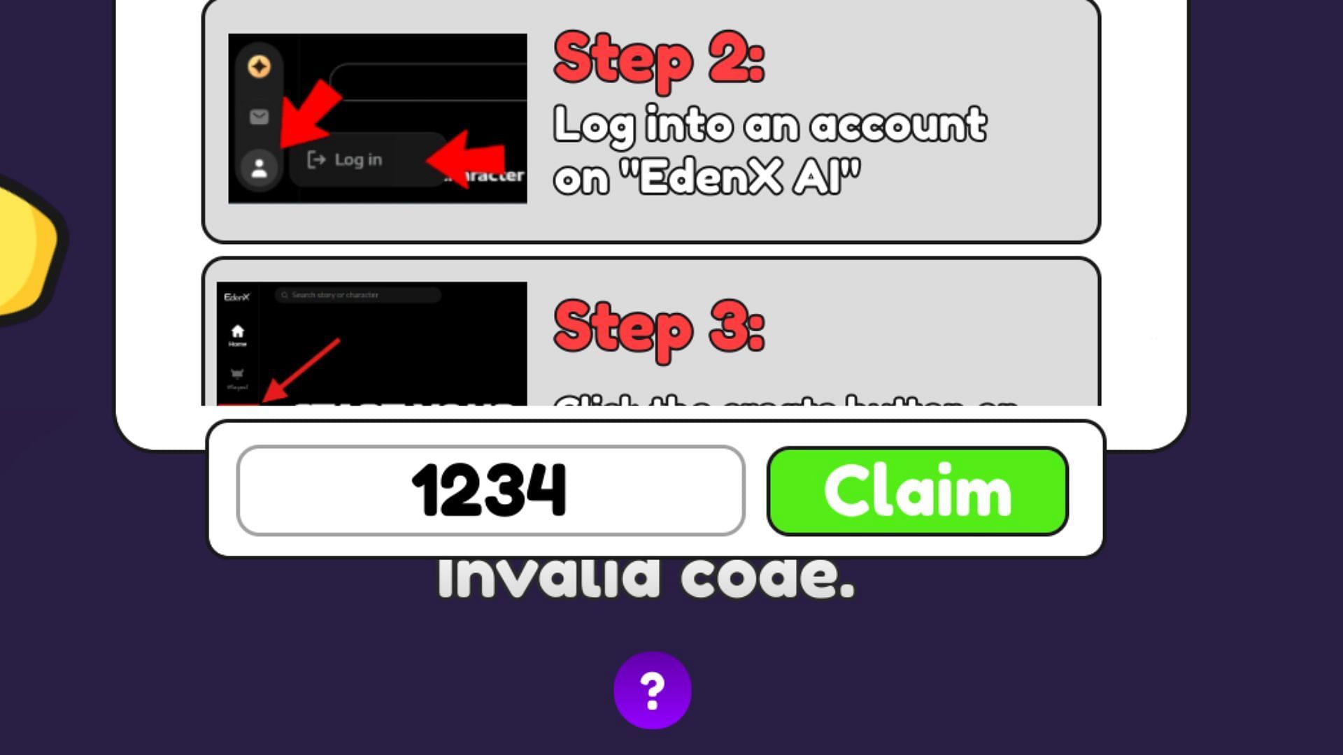 Skyblock Tycoon invalid code issue (Image via Roblox)