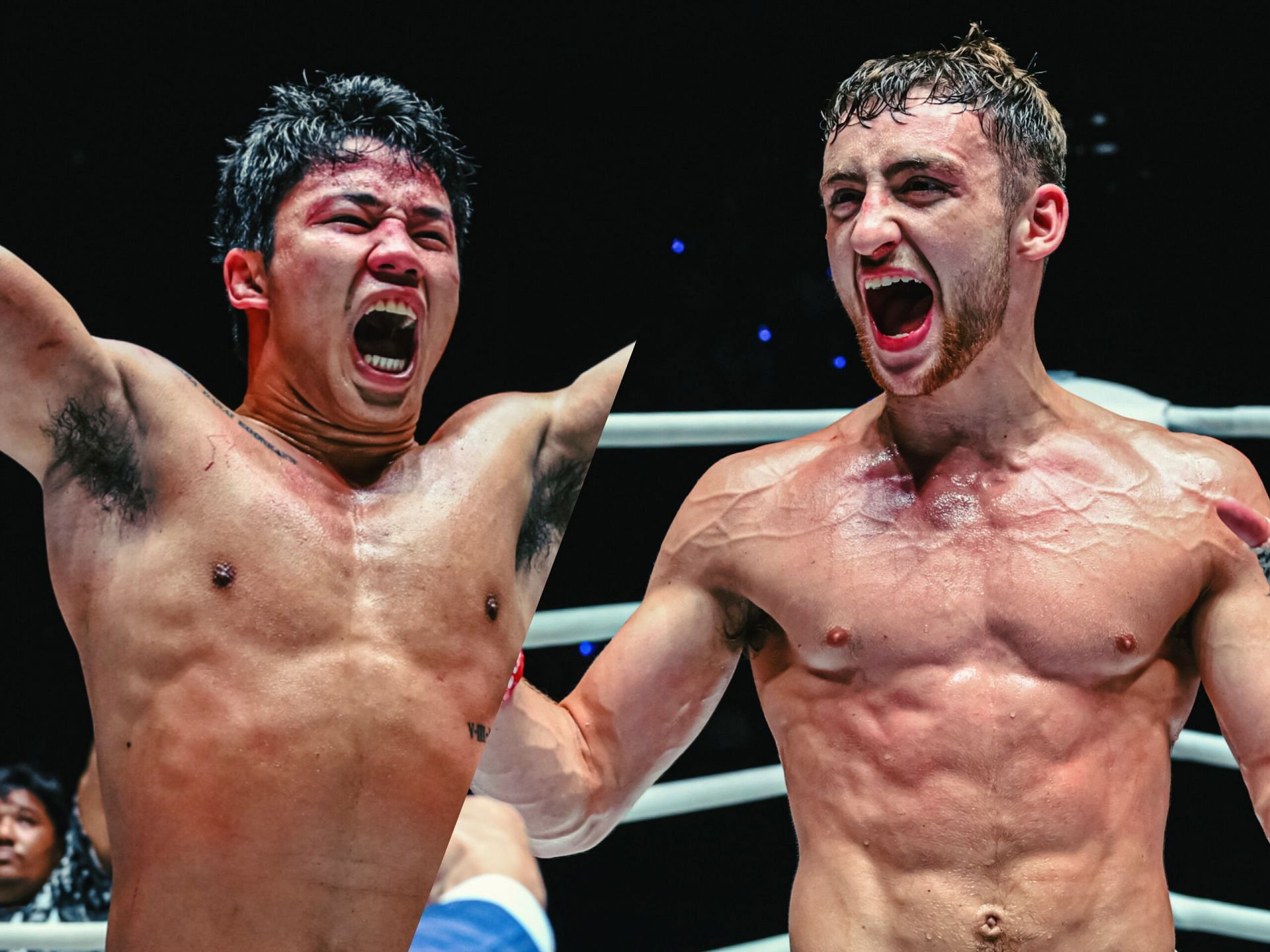 (From left) Komawut FA Group and Freddie Haggerty extended their win streaks at ONE Friday Fights 91.