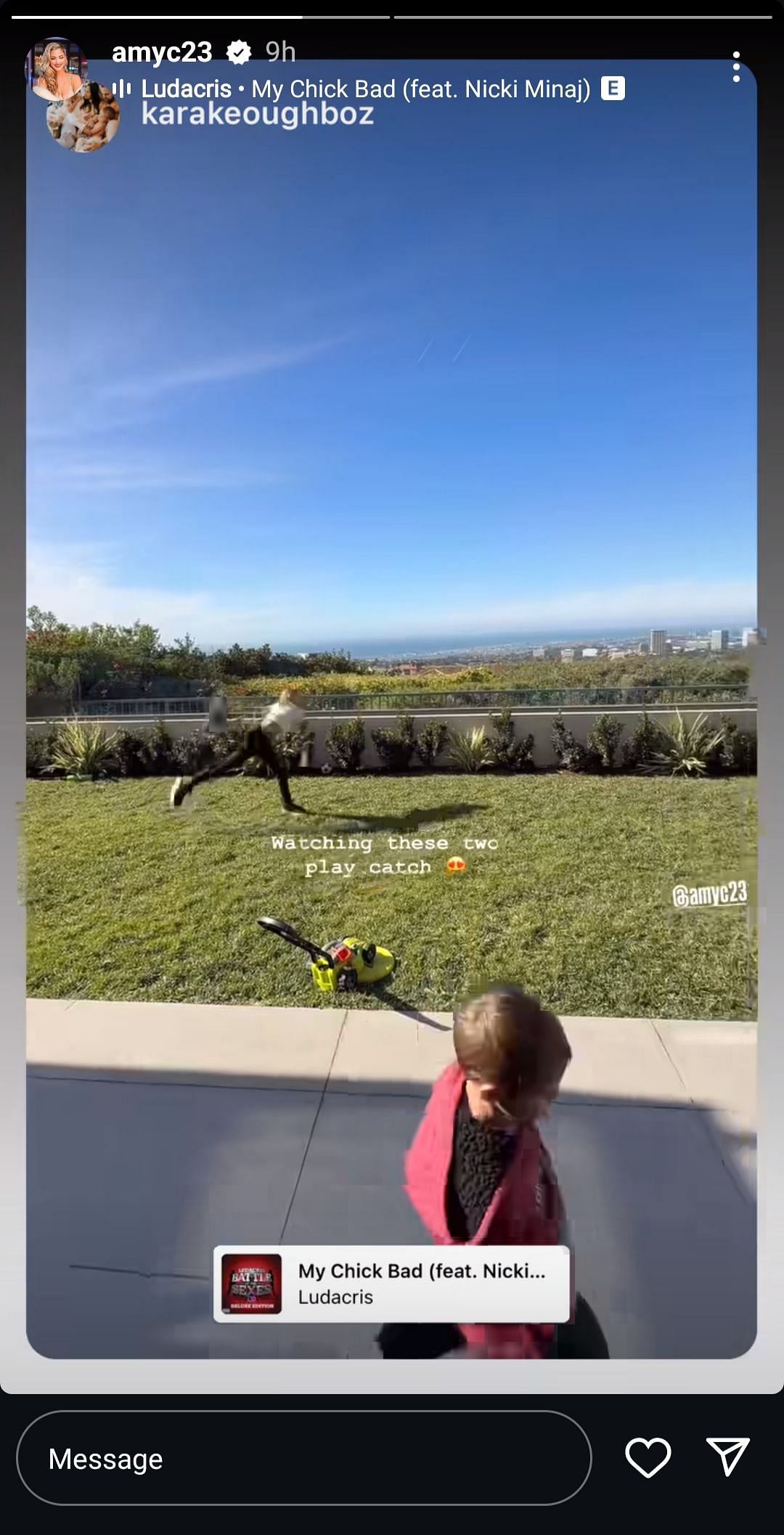 Gerrit Cole&#039;s wife Amy played catch with her friend Kara Keough Bosworth&#039;s daughter. Source - Instagram/@amyc23