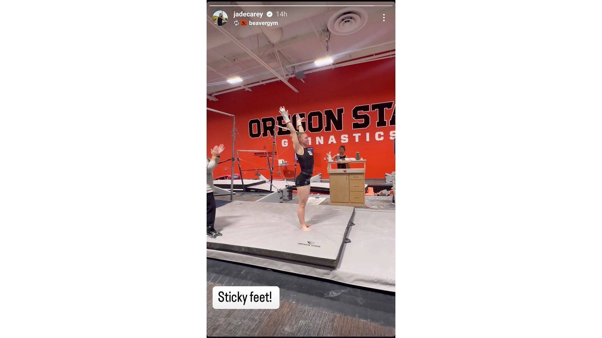 Screenshot of Carey&#039;s Instagram story featuring her bars training (Image via: Carey&#039;s Instagram handle)