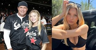 Jose Canseco's daughter Josie shows off vintage-inspired light blue and white-striped corset as she turns heads in latest photoshoot