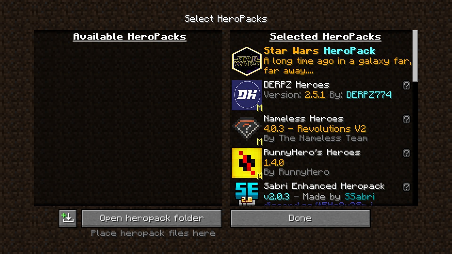 You can expand the offerings of the Minecraft Fisk&#039;s Superheroes mod by installing more Heropacks (Image via Mojang Studios || Curseforge/@FiskFilleAR)