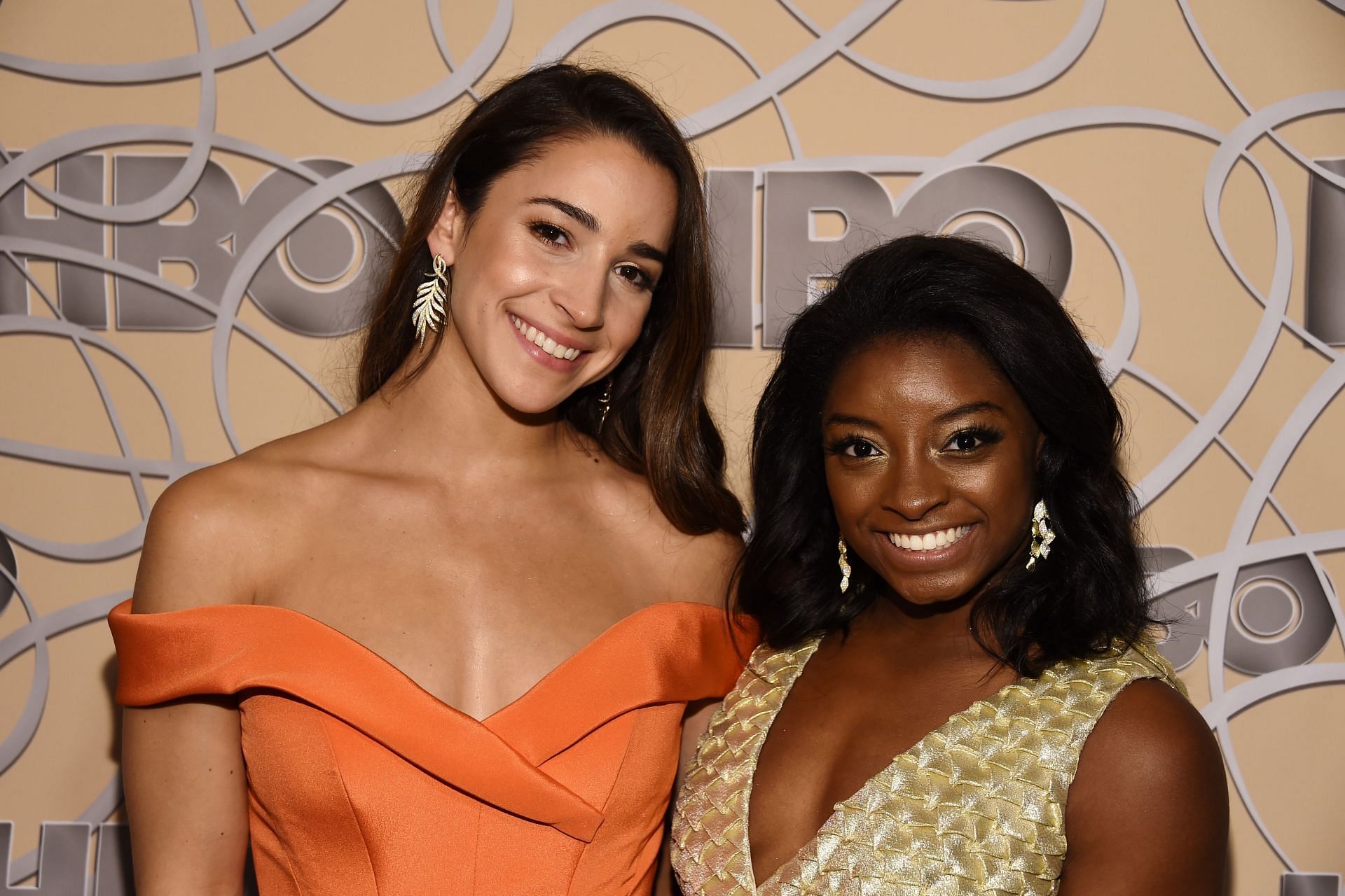 HBO&#039;s Official Golden Globe Awards After Party - Aly Raisman poses with Simone Biles - Source: Getty