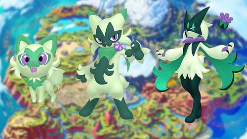 Shiny Sprigatito, Shiny Floragato, and Shiny Meowscarada (Image via The Pokemon Company)