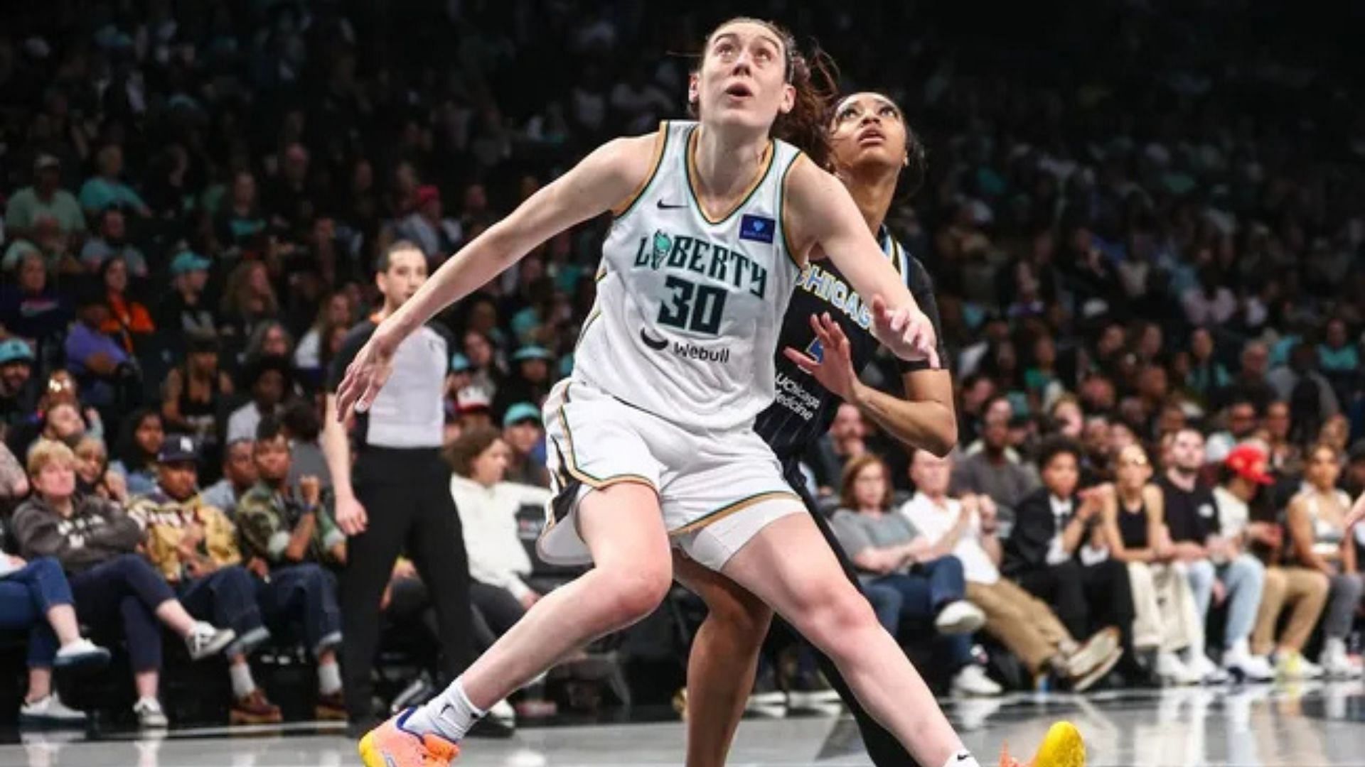 Breanna Stewart of the New York Liberty in a game against the Chicago Sky. Photo Credits: Imagn