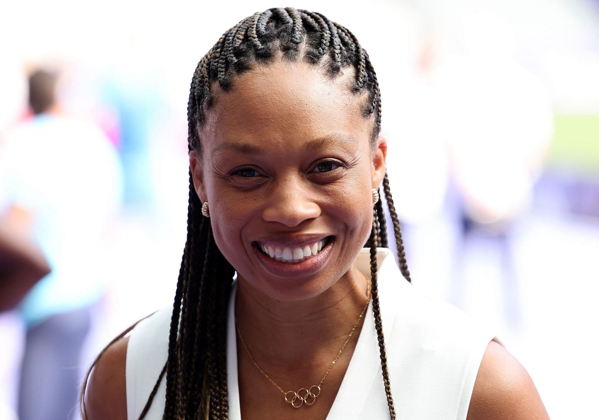 Allyson Felix at Around The Games - Olympic Games Paris 2024: Day 6 - (Source: Getty)