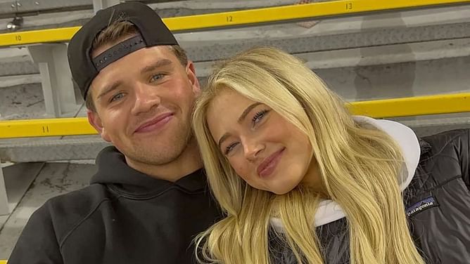 Stephen Nedoroscik's dance partner Rylee Arnold 'twins' with boyfriend Walker Lyons as they share a close moment during family dinner