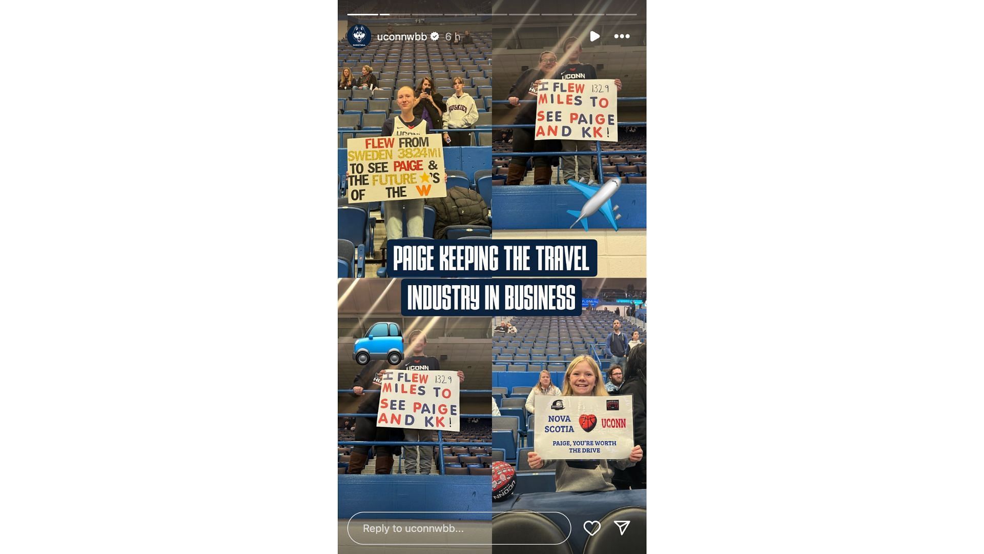 Fan signs of support for Bueckers and the Huskies (Credits: Instagram/@uconnwbb)