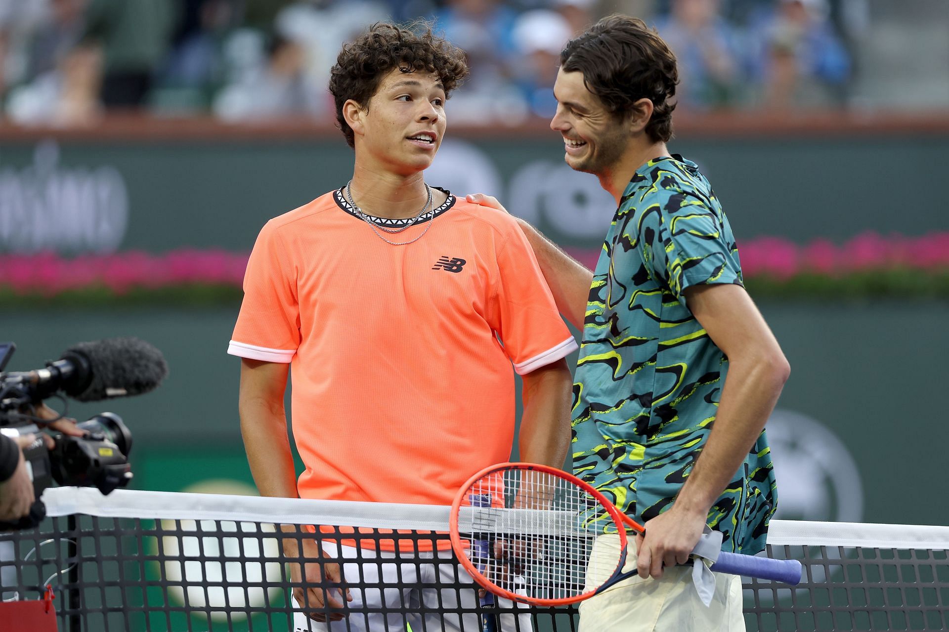 Ben Shelton (L) &amp; Taylor Fritz (R) at 2023 BNP Paribas Open [Source: Getty]