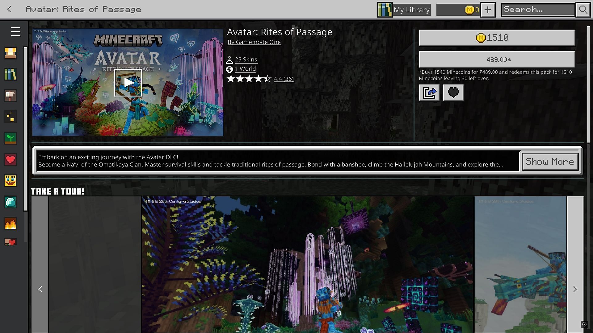 Avatar: Rites of Passage is a paid DLC on Bedrock Edition (Image via Mojang Studios)