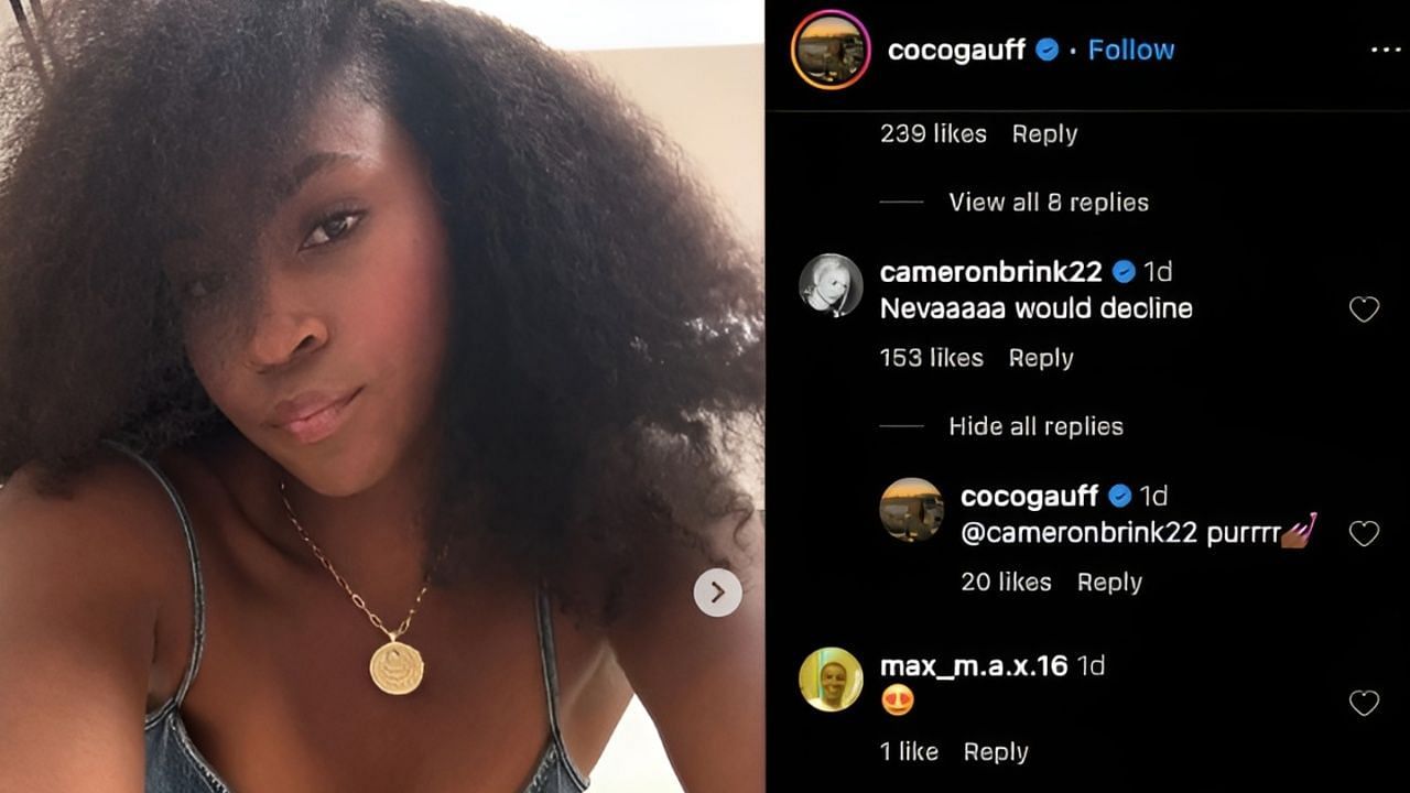 Brink&#039;s comment on Coco Gauff&#039;s all-denim look [Credit: IG/@ cocogauff]