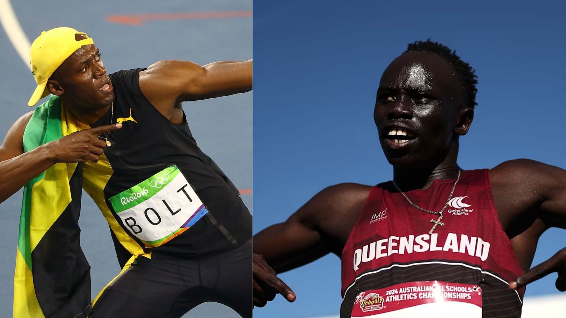 Usain Bolt reacts to stark similarity with Gout Gout as he breaks the Jamaican legend