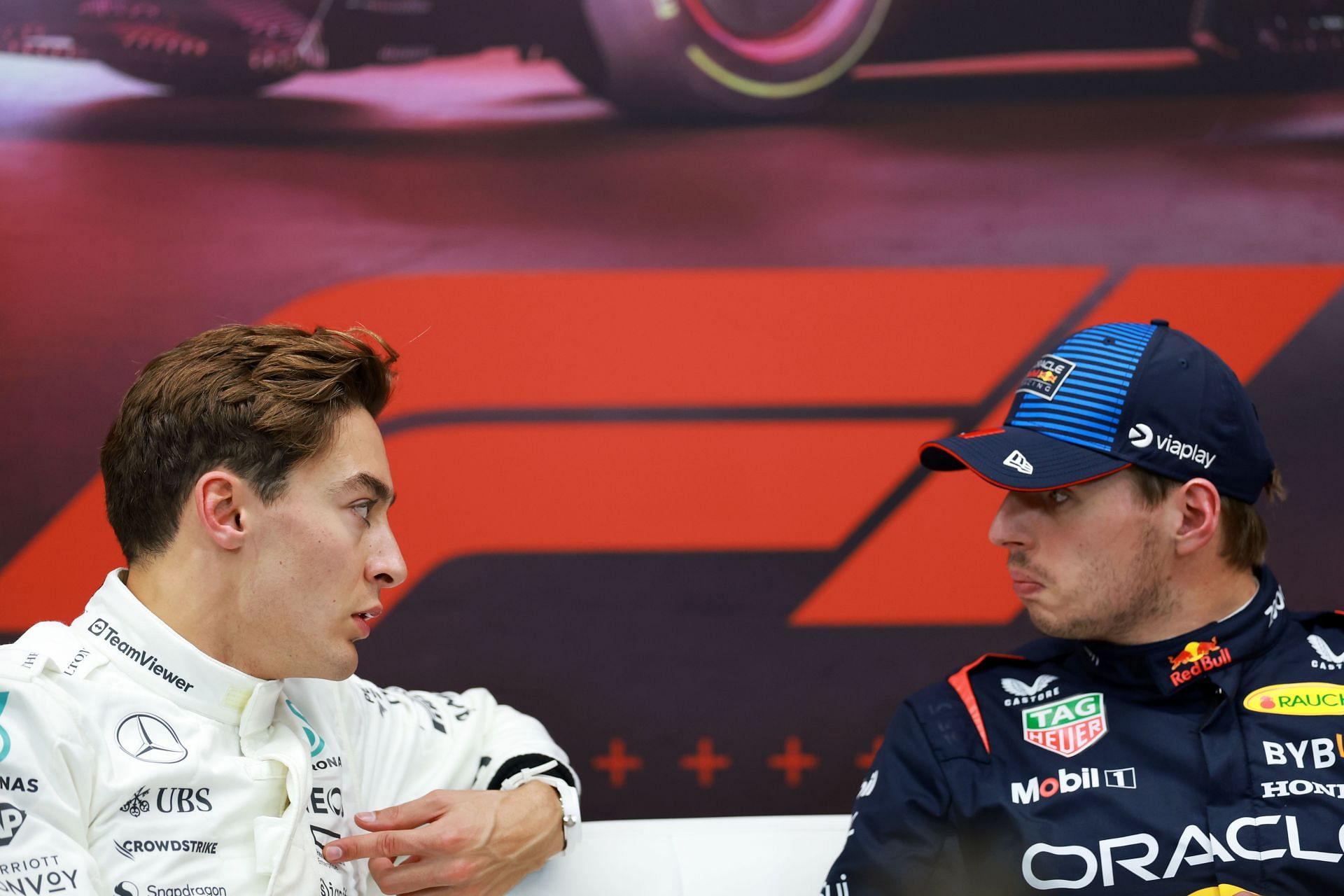     George Russell and Max Verstappen at the Qatar Grand Prix – Source: Getty