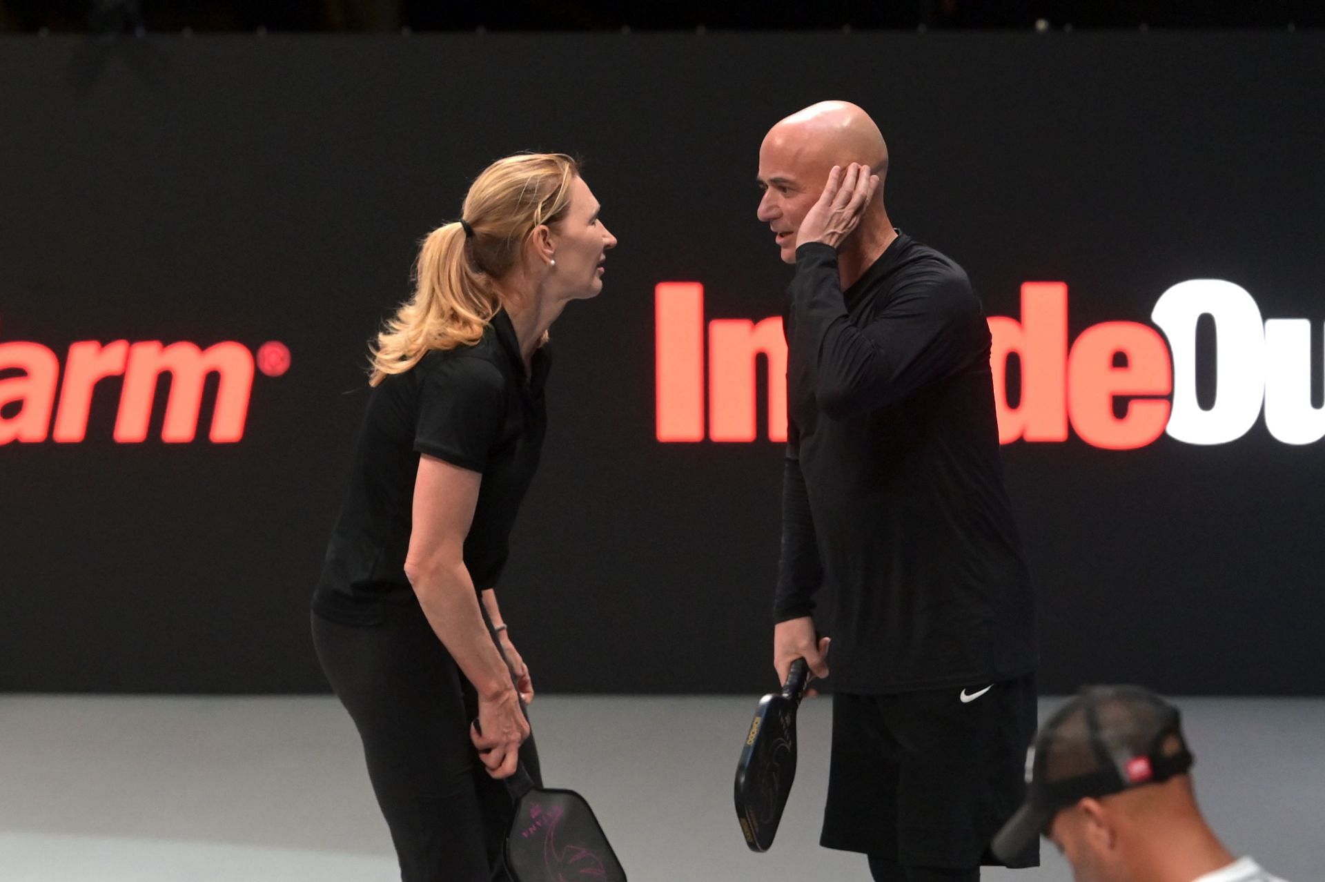 Andre Agassi and wife Steffi Graf pictured at Pickleball Slam 2 - Image Source: Getty